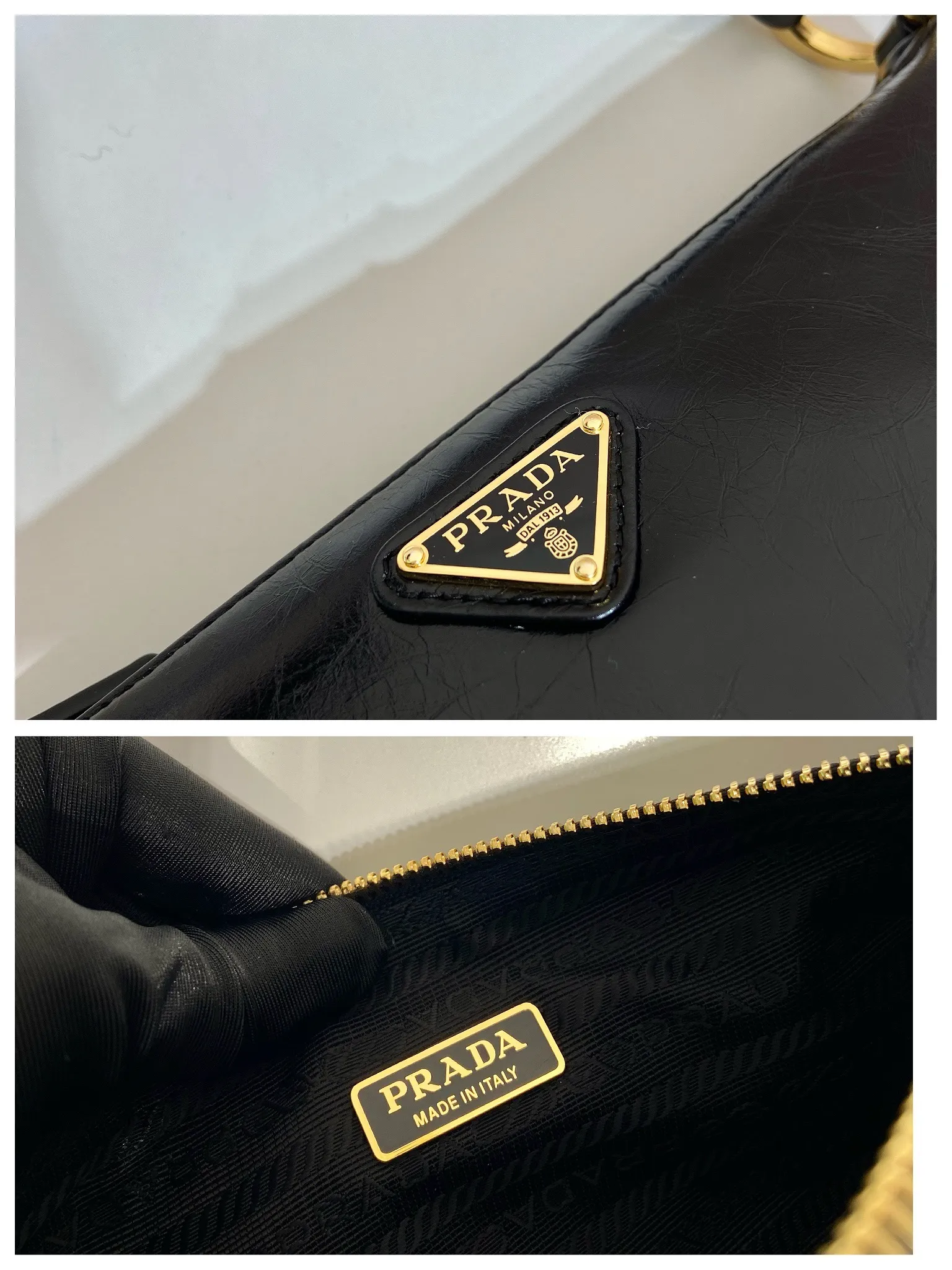 💰1100🎉Oil wax leather armpit bag🎉1BC201 oil wax leather🎉🎉 This elegant and simple oil wax leather 2002 shoulder bag is made of innovative imported oil wax leather. Embellished with glossy leather details. Incorporating P-style and versatile design elements, it is equipped with adjustable shoulder straps, metal hardware and a detachable key ring. The enameled triangular metal logo highlights the brand's classic character. Lightweight and practical, get it now🎉 Length 23.5x Height 10x Bottom 5cm