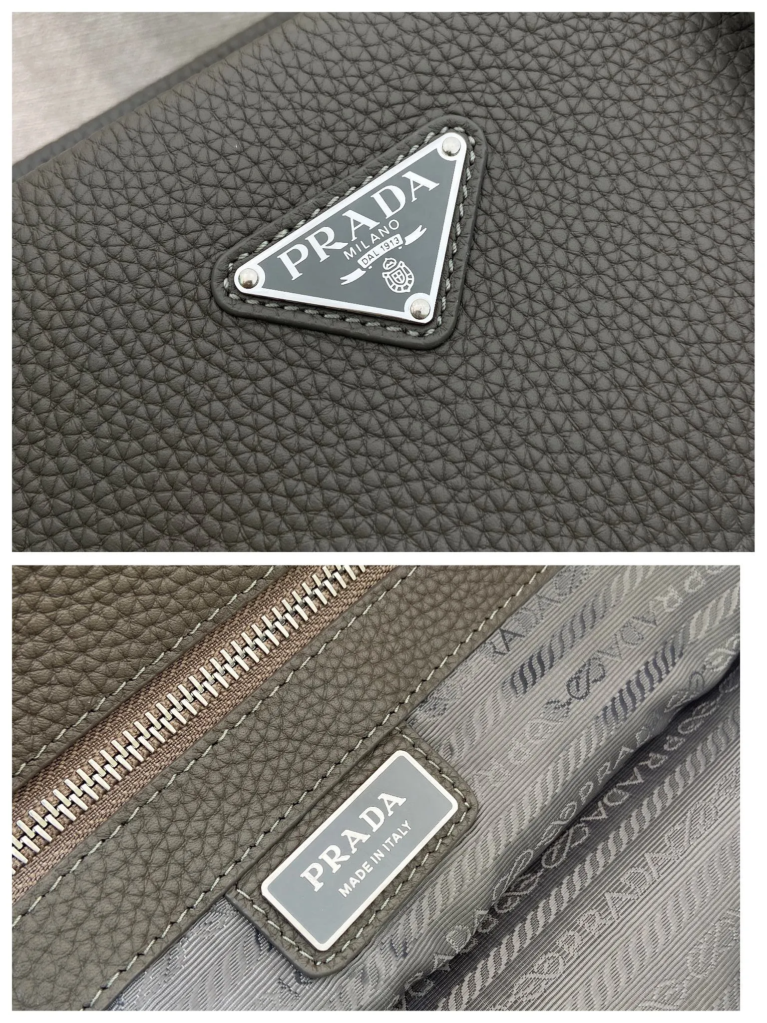 💰1780🎉New Tote Bag🎉2VG130 Men's Style🎉🎉 This tote leather tote bag has a simple silhouette, versatile style, spacious space, and is embellished with a unique enameled triangle metal logo. Made of imported deerskin pattern, detachable leather name tag and keychain, internal zipper pocket, recycled nylon logo printed lining, the tote bag that men have been longing for has finally arrived, hurry up and get it🎉🎉 Length 38x Height 37x Bottom 12cm🎉🎉🎉💰💰💰