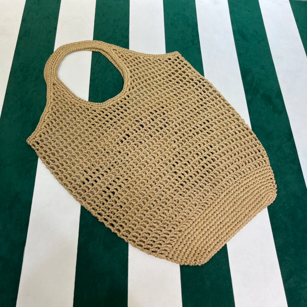 💰1360{Apricot｝🏝 Prad* new hollow straw tote! Full of artistic atmosphere ~ The raffia weave is very solid and has a great texture. ♡ It can be paired with personal clothes every day. The natural style design makes it seem like it can breathe💭 If you like the baby, quickly add it to the harem. Carry an exclusive style that will not go out of style for several years🌱1BG424 Size: Height 45x Width 51cm