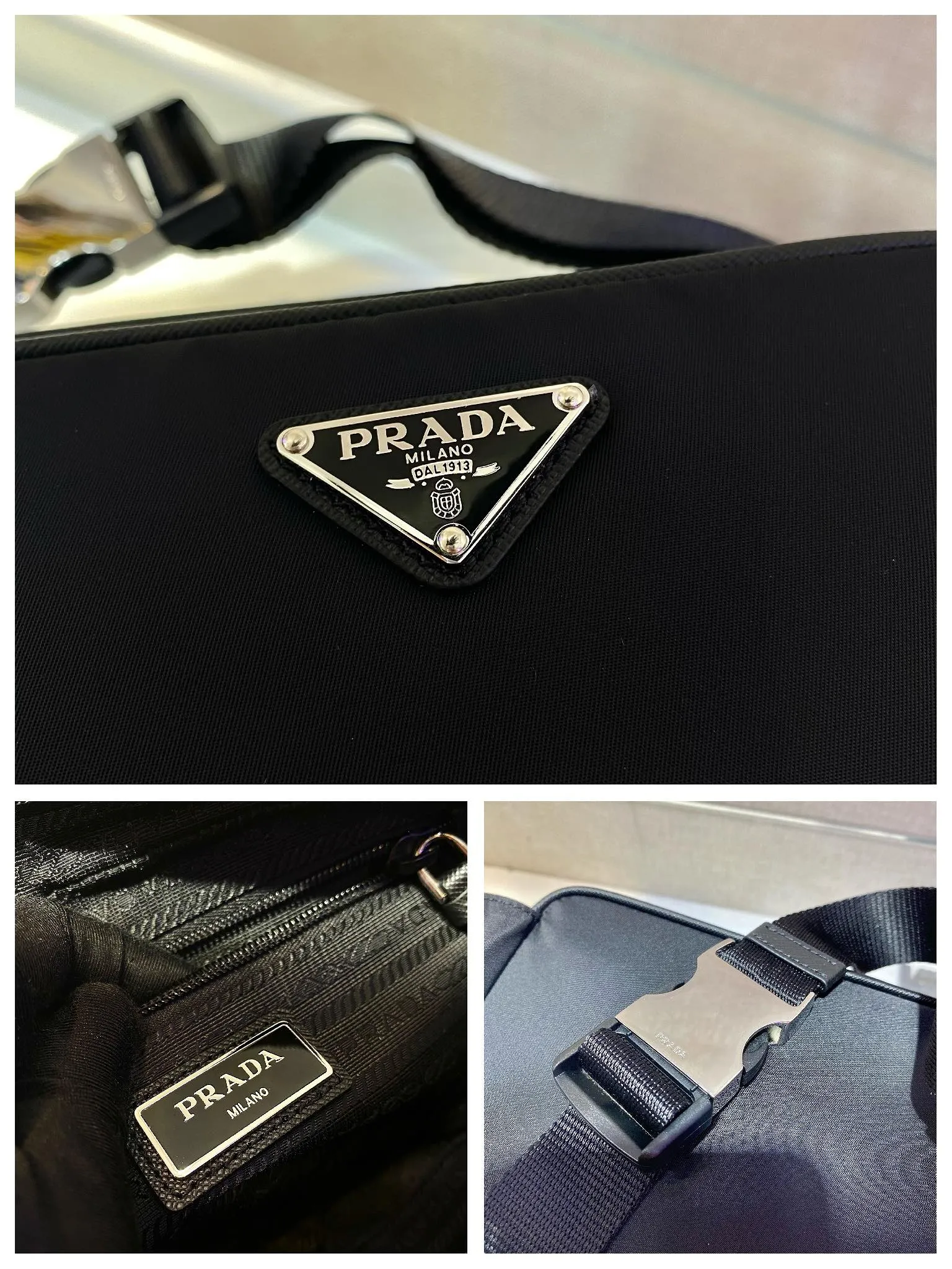 💰760🎉Classic Waist Bag/Chest Bag🎉1BL010🎉🎉 This stylish and versatile fabric and leather belt bag has a unique design, with leather stacked zipper pulls and front logo for added charm. Classic and fashionable👏👏Unisex model🎉🎉The upper body effect is very good😘There are two ways to carry waist bag/chest bag, and it is a timeless style that will never go out of style🎉🎉Hurry up and get it🎉🎉 Length 21x Height 12.5x Bottom 4.5cm