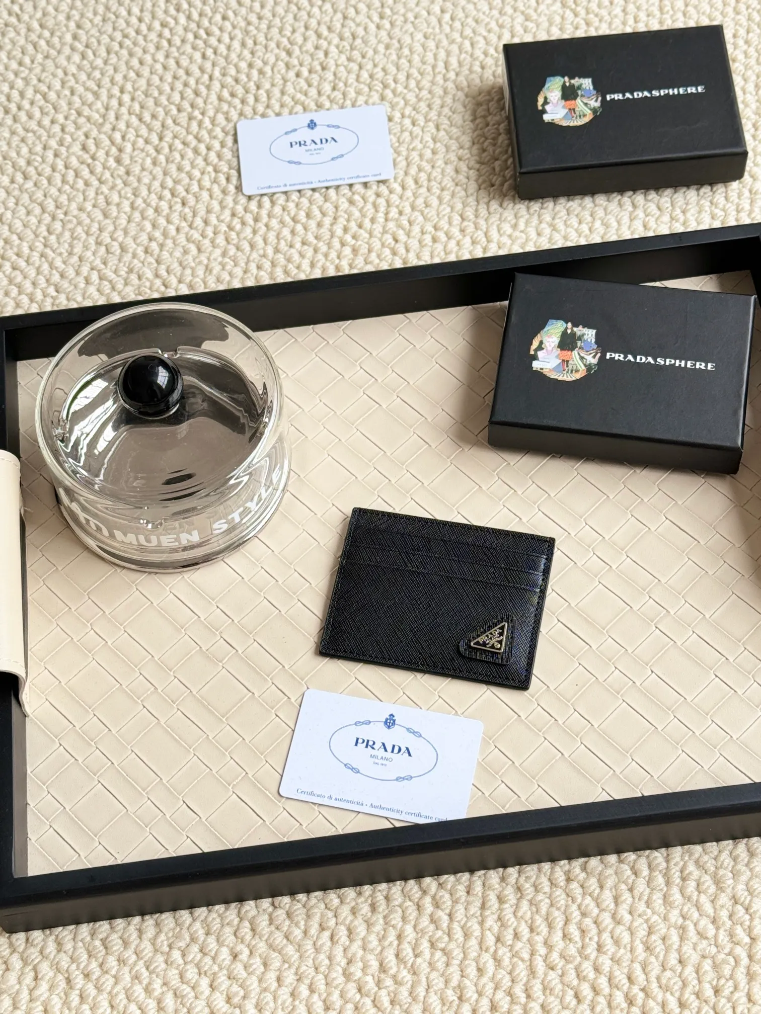 💰100prada popular card holder, unisex small card holder, black, model 1MC025, oblique triangle, made of cross-grain cowhide, 6 card slots ➕ one middle compartment, can hold multiple cards and zeros 💰, size 11.2×8.5cm, real shot, what you see is what you get