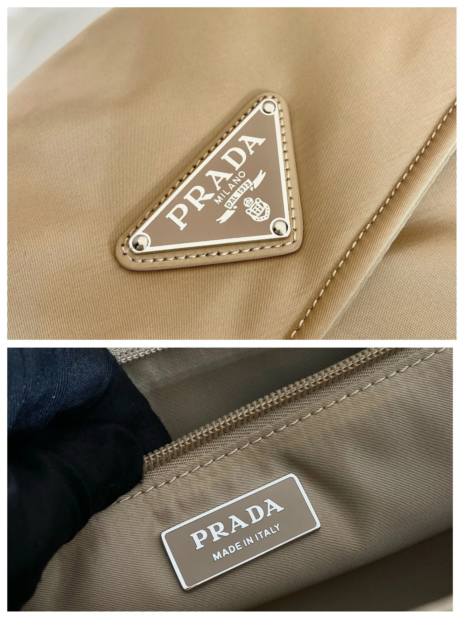 💰1360🎉The popular messenger bag large 🎉New color/milk tea😘😘This shoulder bag is made of unique padded nylon and is equipped with leather shoulder straps and back pockets. The metal accessories give a touch of bright color and the overall low profile Luxurious and versatile, the only difference is that it is not detachable, the design is more simple, and the style is still the same🙊🙊 If you like babies, hurry up and buy it, it is unisex, and it is a popular style that will never go out of style👏👏 Style number 1BD256, length 36x height 28x bottom 14