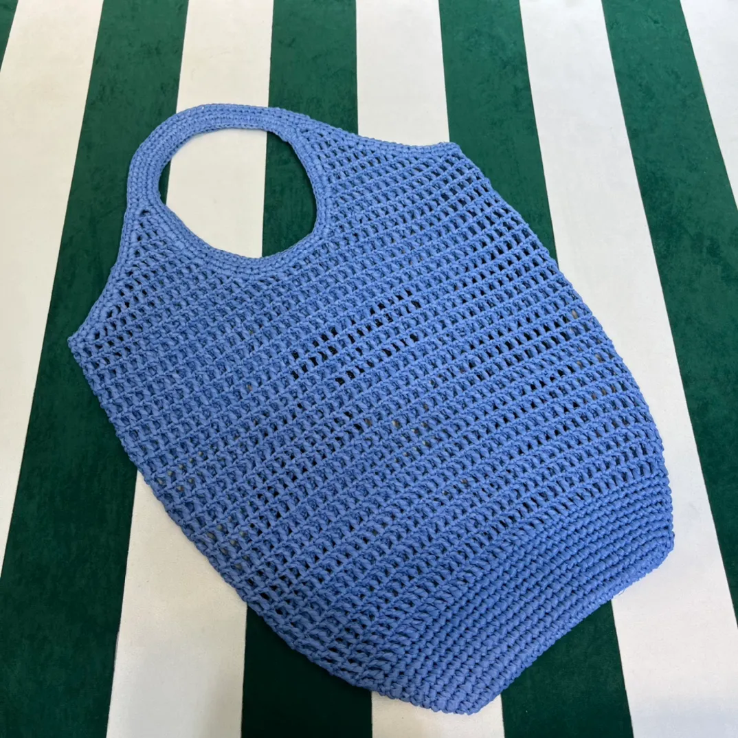 💰1360{Blue｝🦋 Prad* new hollow straw tote! Full of artistic atmosphere ~ The raffia weave is very solid and has a great texture. ♡ It can be paired with personal clothes every day. The natural style design makes it seem like it can breathe💭 If you like the baby, quickly add it to the harem. Carry an exclusive style that will not go out of style for several years🌱1BG424 Size: Height 45x Width 51cm