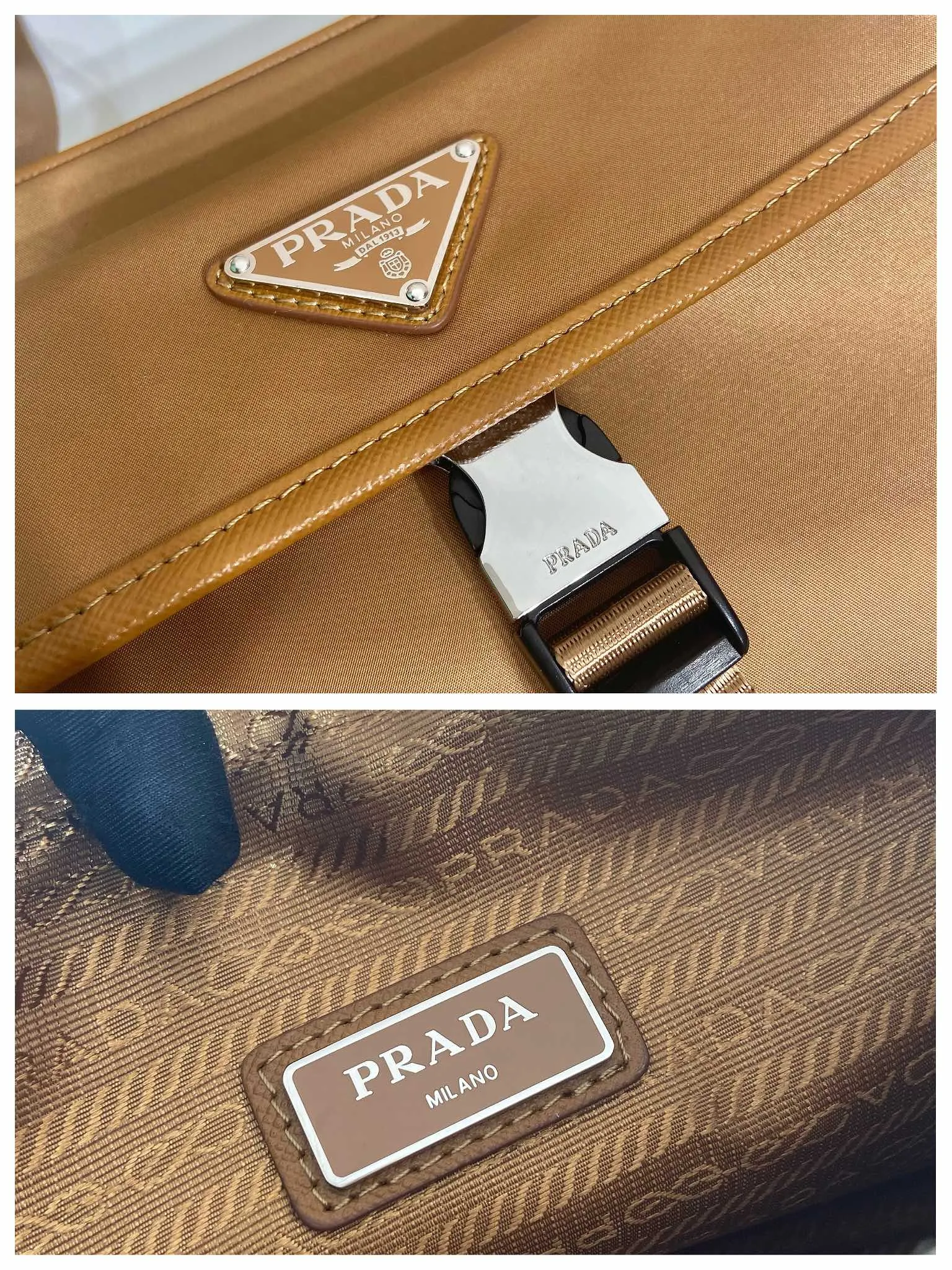 💰1020🎉New messenger bag🎉2VH133B🎉🎉New color This crossbody bag is made of imported nylon fabric, top-grade hardware🎉🎉Detachable adjustable nylon strap and leather shoulder strap, with detachable pouch, flip-top coated with enamel metal triangle logo Zipper closure, external pockets, with flaps and side buckles, recycled nylon lining, lightweight and practical, and a timeless and popular style🎉🎉worth owning🎉🎉 Length 22x Height 16x Bottom 5cm