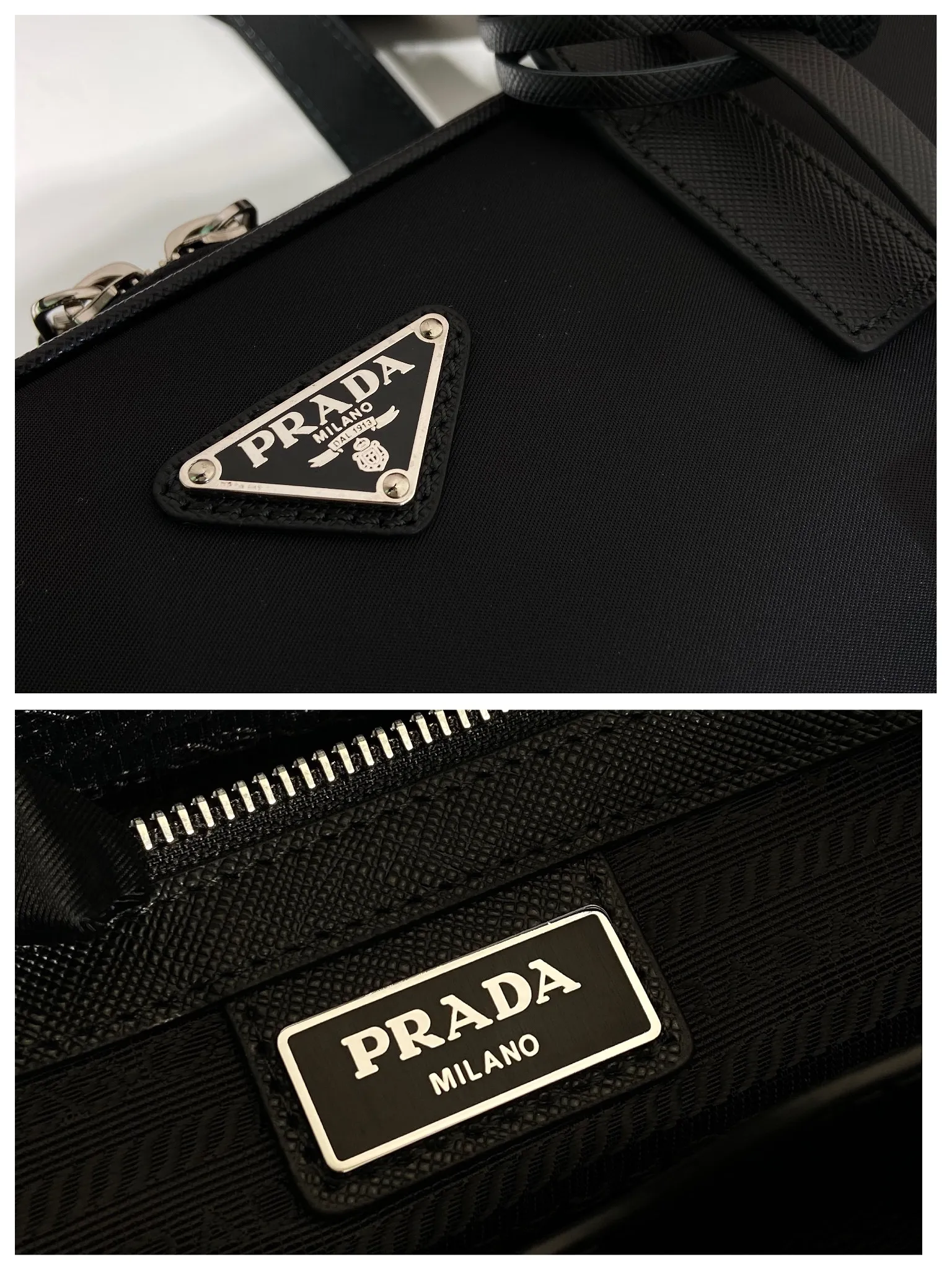 💰1500🎉New briefcase🎉New 2VE005 triangle logo🎉🎉 This recycled nylon material reinterprets the classic men's briefcase, adding highlights to the new season. The briefcase is equipped with double handles and a detachable shoulder strap. The logo is a triangle logo and the details are exquisite and unique. The back can be hung on a trolley case when traveling. Very practical, simple/attractive, men😘😘 hurry up and get it👏👏 length 38x height 28x bottom 6.5cm🎉🎉🎉💰💰💰💰