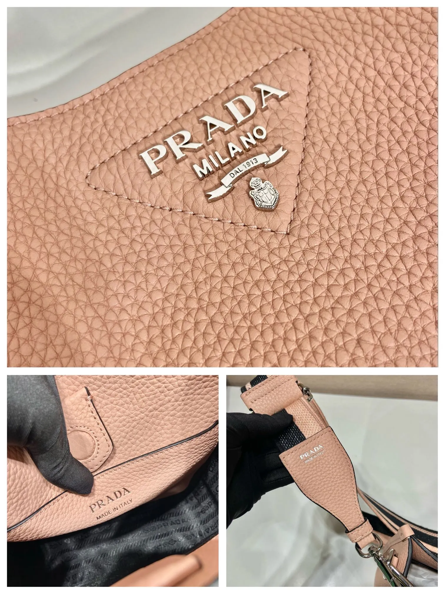 💰1600👏New double shoulder strap bag👏1BH191/tote bag This leather mini shoulder bag has a simple design. A metallic triangle logo on the front adds signature tone. Equipped with detachable logo-printed webbing and leather shoulder straps, it can be exchanged at any time for different outfits and occasions😘😘to highlight its modern style. High fashion is the main fashion for daily matching. Hurry up and get it, it’s so beautiful👏👏 Length 19x height 20x base 6cm👏