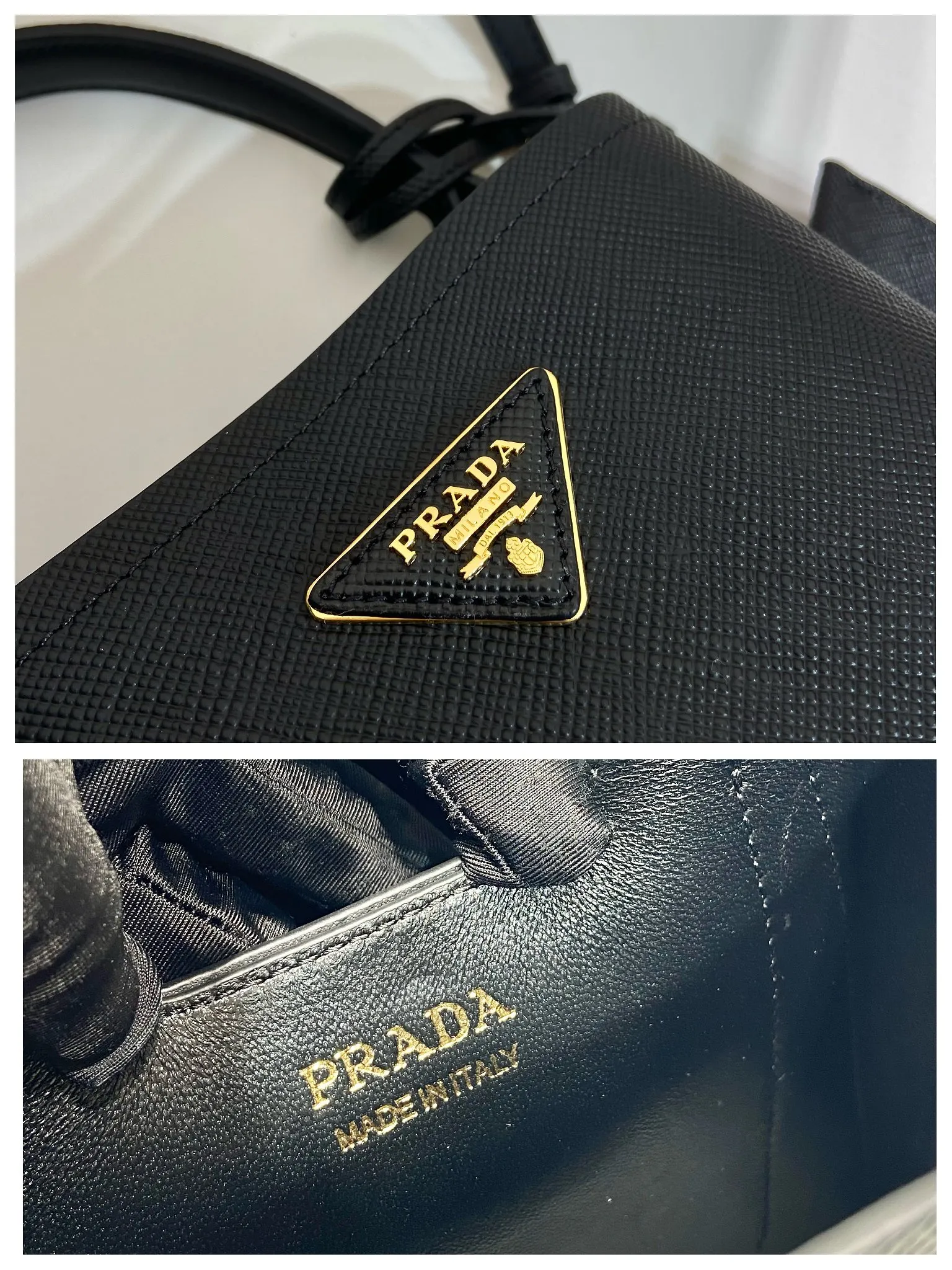 💰1700🔆Exclusive first launch🔆1BA217 mini size new color💋Original item🤙🤙Made of imported Saffiano leather material, removable shoulder strap, leather nameplate and metal logo complement each other. Leather-covered central pocket with magnetic buckle. Saffiano leather triangle logo. Contrast color nappa leather lining. This Double handbag has an elegant style, eye-catching and unique. It is also a popular style🙋🏻🙋🏻Length 17x Height 18X Bottom 10.5cm