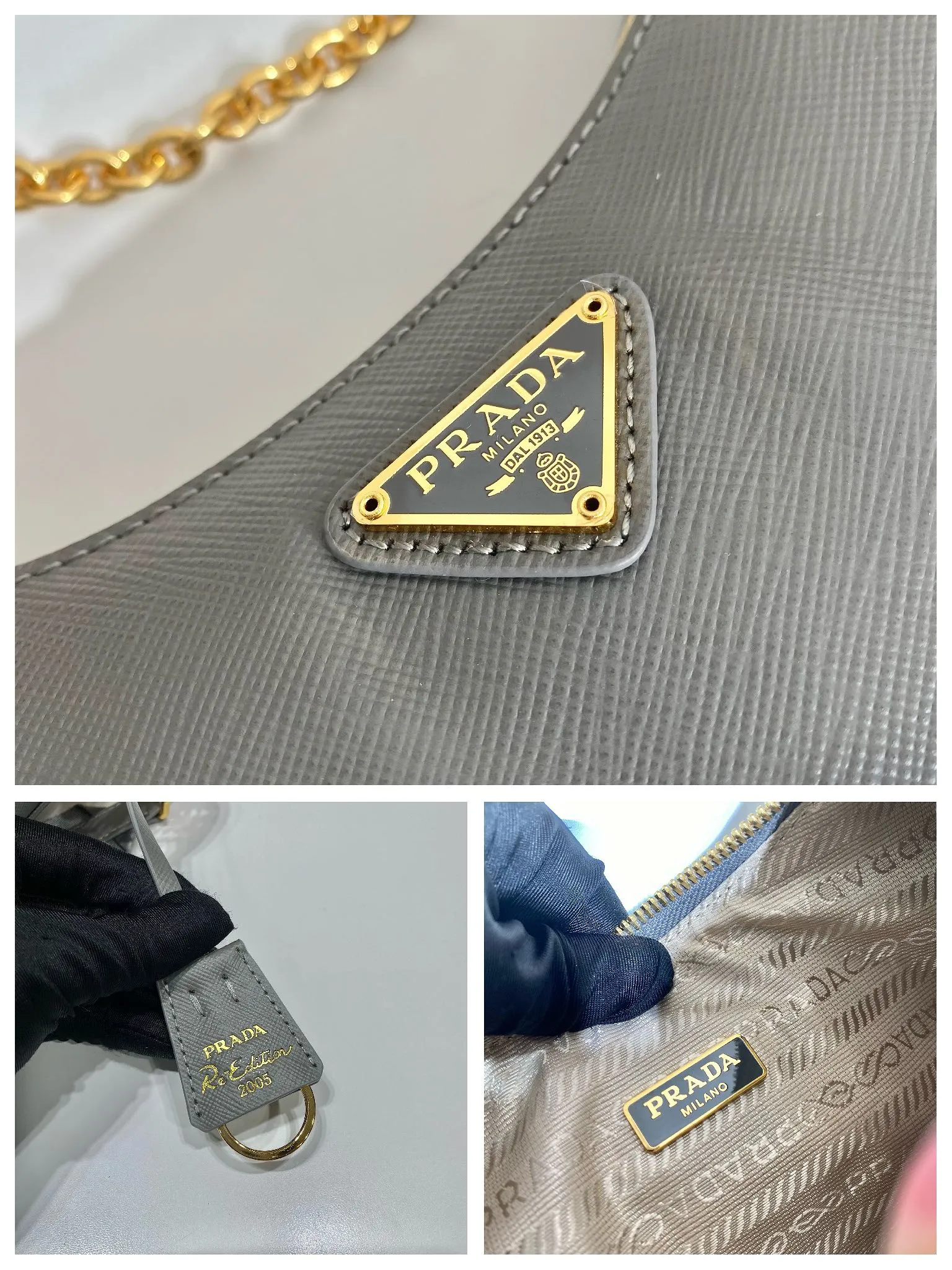 💰1500🎊Gold hardware three-in-one🎊New model 1BH204 full leather/gold hardware, nylon Hobo hand/armpit bag😘😘The full leather hobo that is popular in the fashion circle due to the crazy cultivation of the Internet celebrity sister group has a new model! 👏👏The design of this all-leather Hobo bag is great👍👍One bag with three uses😘😘waist bag/crossbody/single shoulder bag👍👍The handle is replaced by a chain, which makes the underarm bag a little more sexy. It also has a long shoulder strap. What I love most is that there is a small pendant (small bag) hanging on the shoulder strap, which can also be hung on other bags and pants as accessories. 🙊🙊There is no problem in matching various clothes in normal times😘😘Babies, hurry up and get it, it’s so beautiful🙊🙊Dimensions: length 23x height 17x bottom 6.5cm👏👏👏