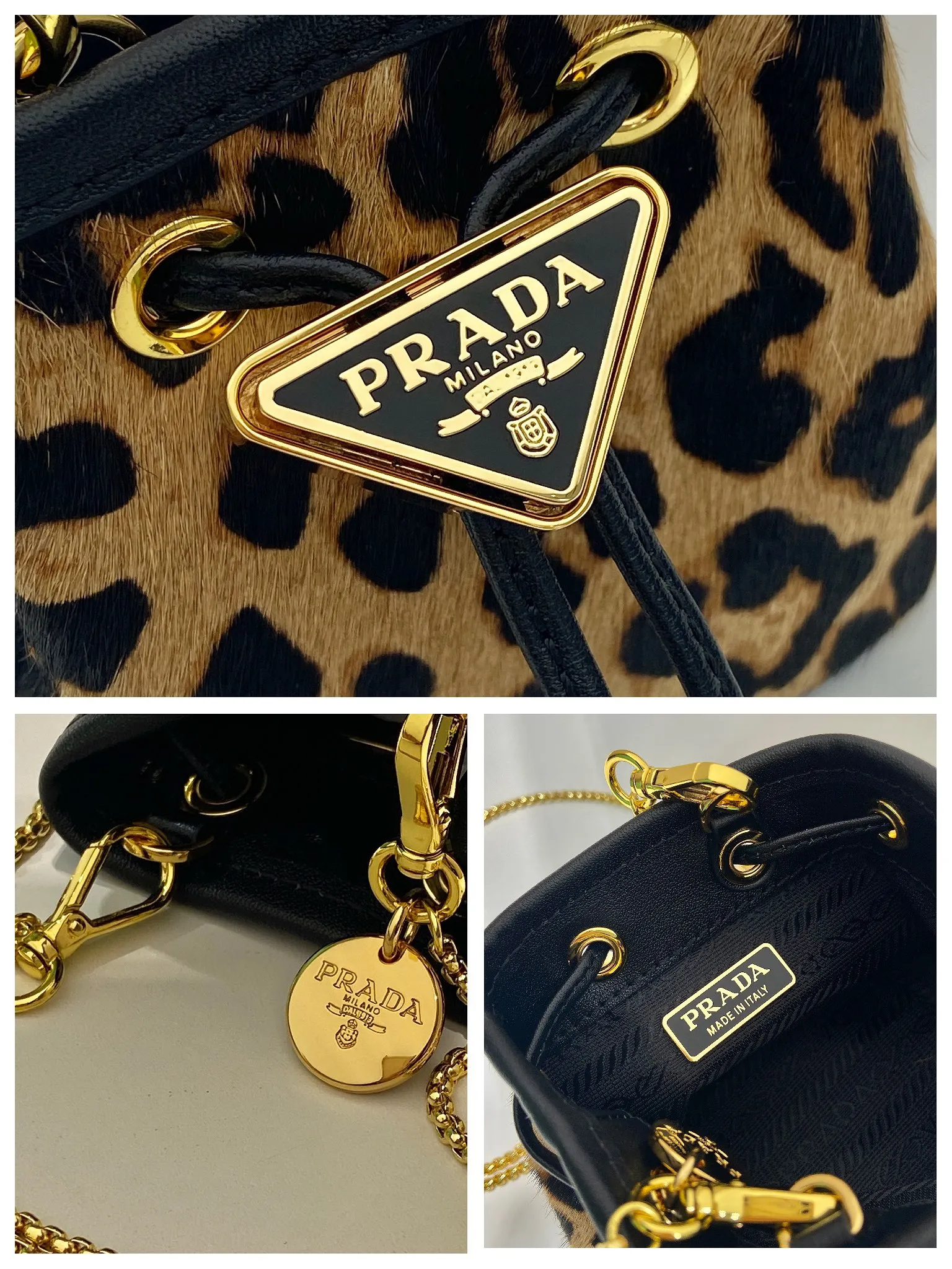 💰960🎉Leopard print small bucket🎉1NR016 new product🎉🎉 This mini bucket is made of imported leopard print material and has an enameled metal triangle logo decorative opening and closing design. Metal iron can be spanned diagonally. So cute😍, the effect is very eye-catching, so cute and cool, don’t you feel moved😙😙, beauties. Get it now. So beautiful and cute😋😋 Length 10x height 12x base 7cm🎉🎉🎉👏👏👏