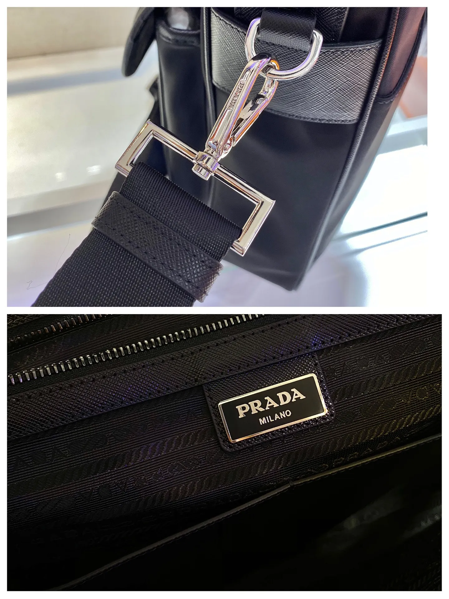 💰1320🎉New Nylon Briefcase🎉2VE017👏👏This nylon briefcase is decorated with Saffiano leather trim and metal hardware, and comes with two handles and two front pockets with side release buttons. Detachable shoulder strap for added functionality. The back pocket can be placed on the trolley case, it is very functional😘Large space capacity👏, it is no problem to carry it on business trips or daily life🙊🙊If you must be fashionable and elegant, men should buy it now👏👏 Length 40x Height 32x Bottom 7cm👏👏👏💰💰💰