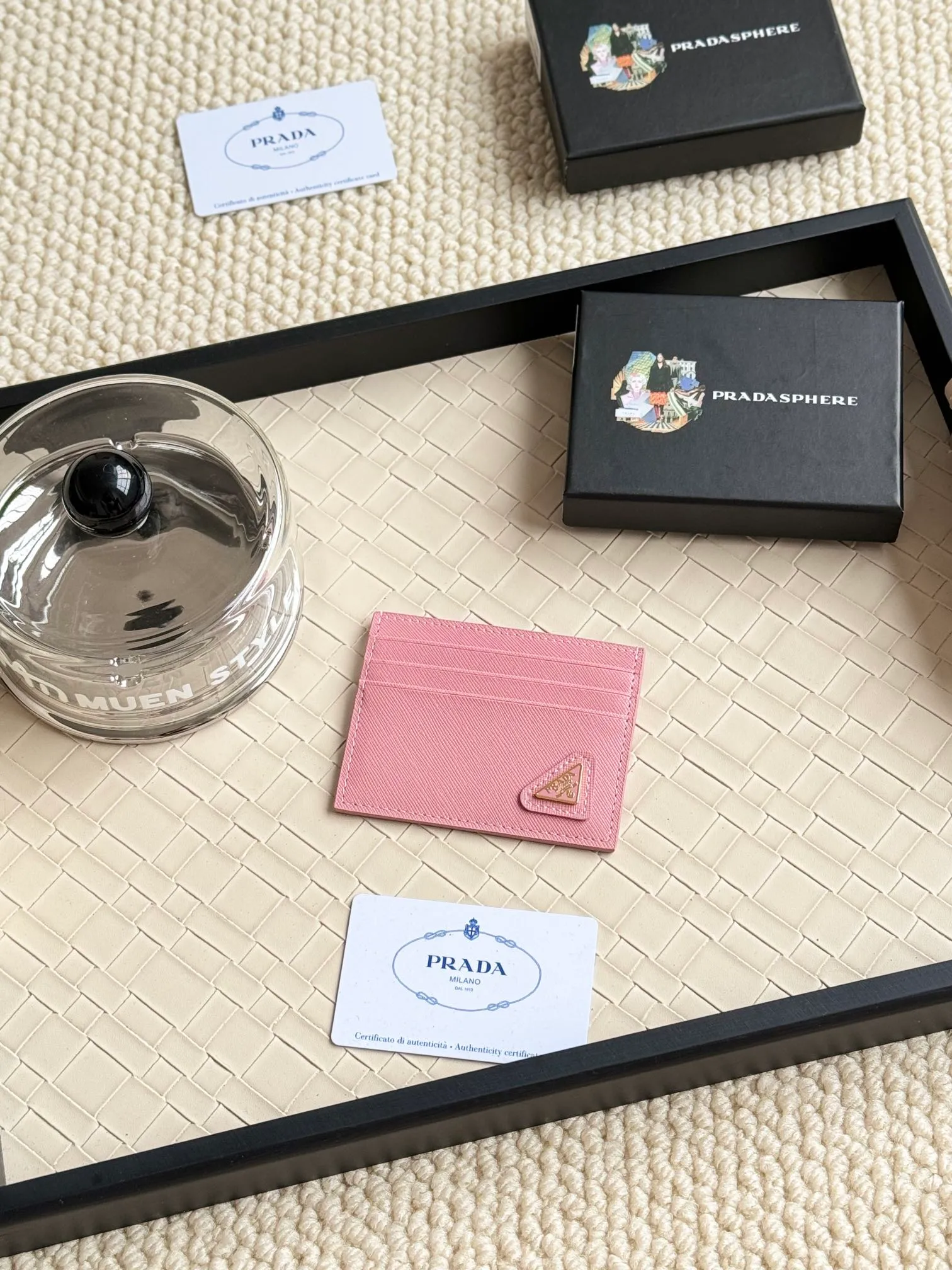 💰100prada popular card holder, unisex small card holder, black, model 1MC025, oblique triangle, made of cross-grain cowhide, 6 card slots ➕ one middle compartment, can hold multiple cards and zeros 💰, size 11.2×8.5cm, real shot, what you see is what you get