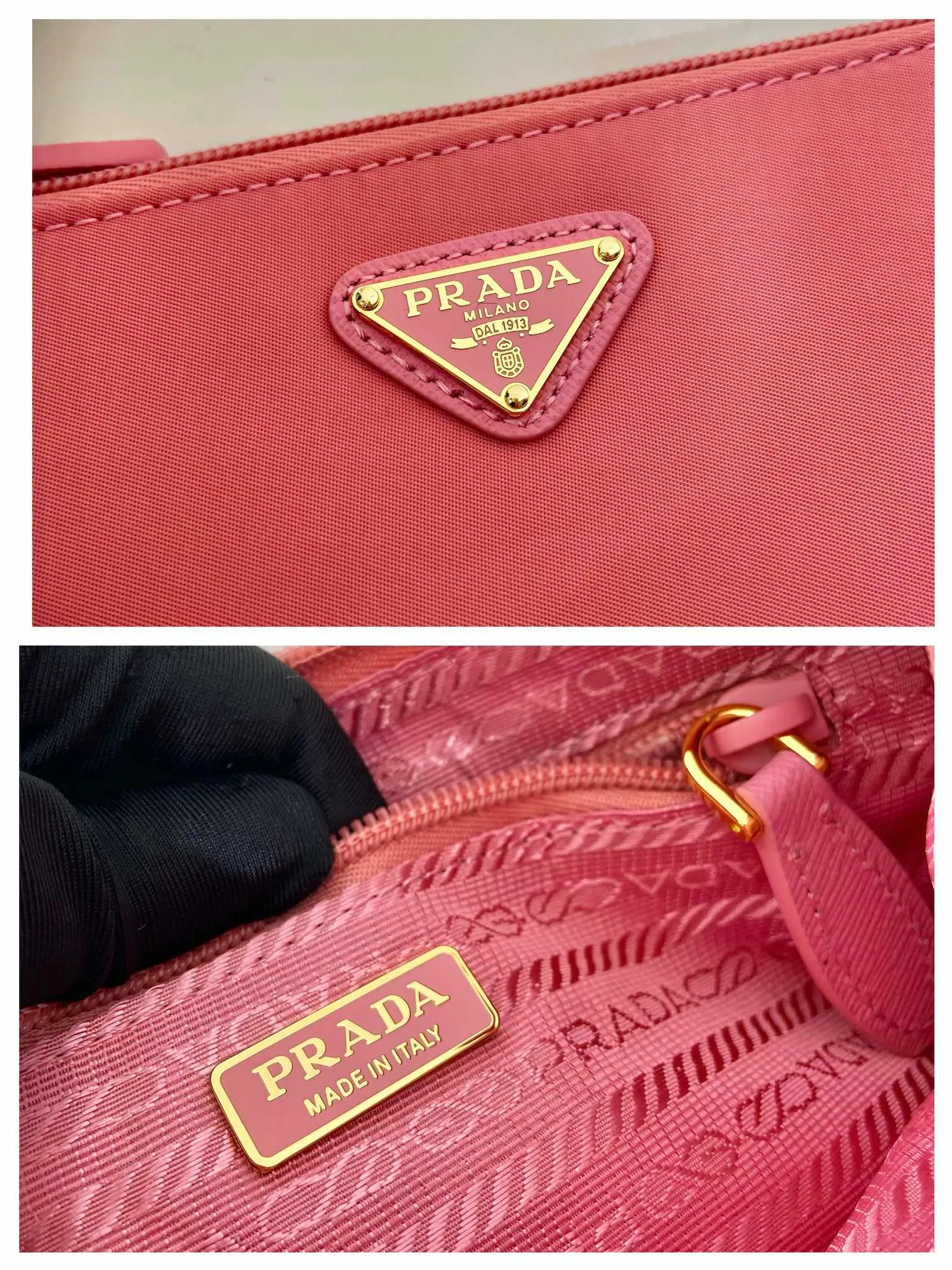 💰560🎉New armpit bag🎉1NI545/K gold new product🎉🎉 This armpit bag is made of imported nylon fabric, with imported cross pattern on the handle and metal triangle logo. It has a large space, is lightweight and practical, and the upper body effect is very beautiful and fashionable. It is also a popular style that will never go out of style. Baby, hurry up and get it! Length 24x Height 14cm🎉🎉🎉💰💰💰