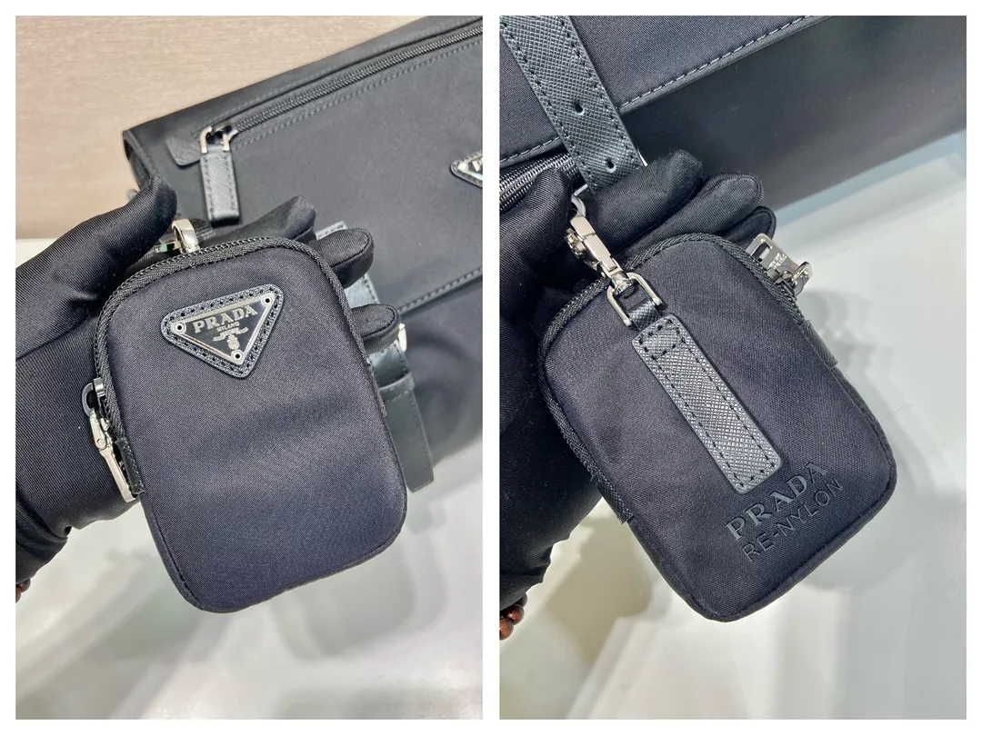 💰1160🎉Upgraded messenger bag🎉🎉1BD953B environmental protection label🎉 This shoulder bag is made of Re-Nylon regenerated nylon and equipped with spacious compartments and pockets. Comes with a removable pouch for added style. The back of the small bag is an environmentally friendly logo🎉Flip cover and buckle opening and closing, large capacity, fashionable and practical, and a popular style that will never go out of style🎉Hurry and get it Height: 20.5cm Width: 27cm Length: 12cm