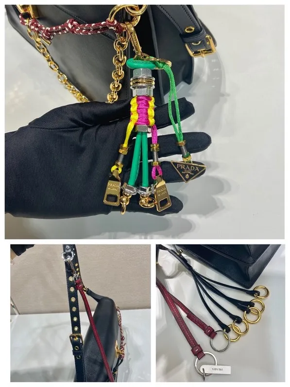 💰1700🎉Punk Style🎉1BD379 Small🎉🎉 This new Soft Sound handbag is made of soft leather inside/outside, with ample space, chic and versatile. One-shoulder style with two compartments and gold-tone hardware. What I love the most is the detachable pendant as the finishing touch😘to show the diverse and fashionable style. The upper body effect is so classy, ​​I love it😘, it’s another popular model for internet celebrities, babies, hurry up and get it🎉🎉 Length 24 height 13.5x bottom 6cm
