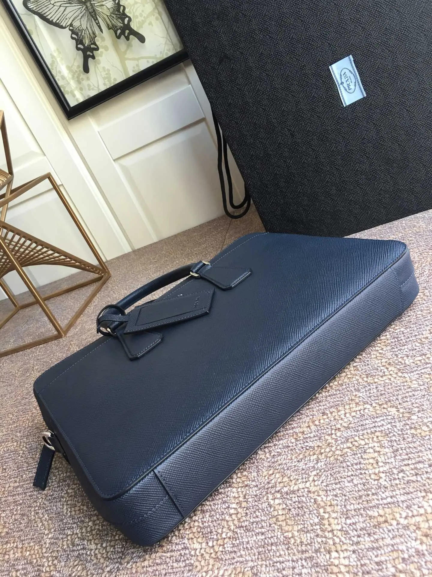 💰1960, P Jiachui's new men's bag, 2VE363B, single layer, spread word watch, counter synchronization [strong][strong][strong], imported original thick cross pattern men's bag, double-layered grid, men's favorite, length 36X height 28X thickness 6,