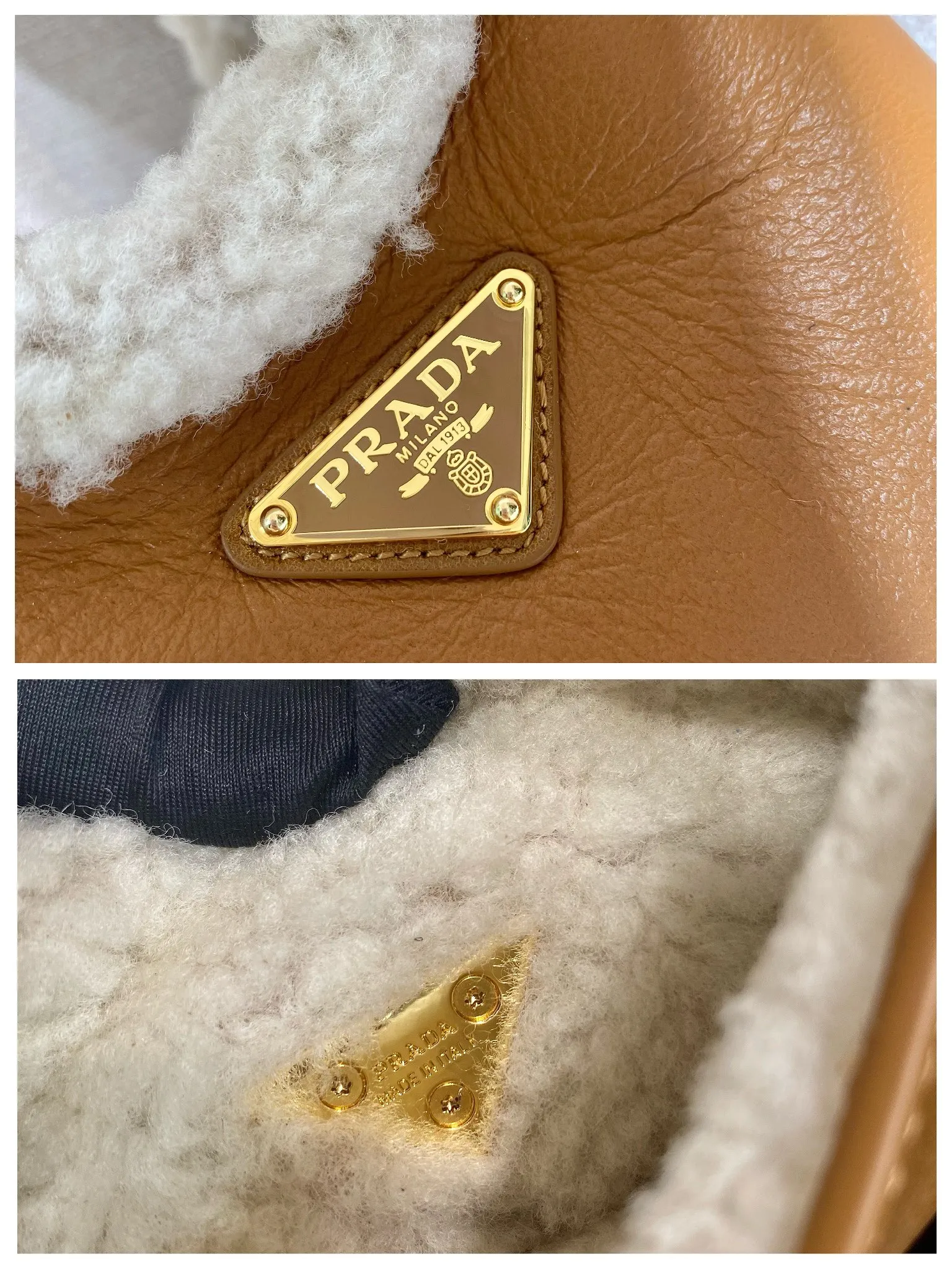 💰1560🎉Sheepskin Bucket Bag🎉1BA349 New Product🎉🎉 This sheepskin bucket bag combines simple style with winter atmosphere. Lined with lambswool, decorated with gold-plated hardware, the triangular logo adds a signature style, magnetic buckle closure, with three compartments, large space, so beautiful and beautiful, a must-have in winter, it is also a popular model for internet celebrities🎉Hurry up and get it🎉🎉 Length 18 height 15.5x bottom 10cm🎉🎉