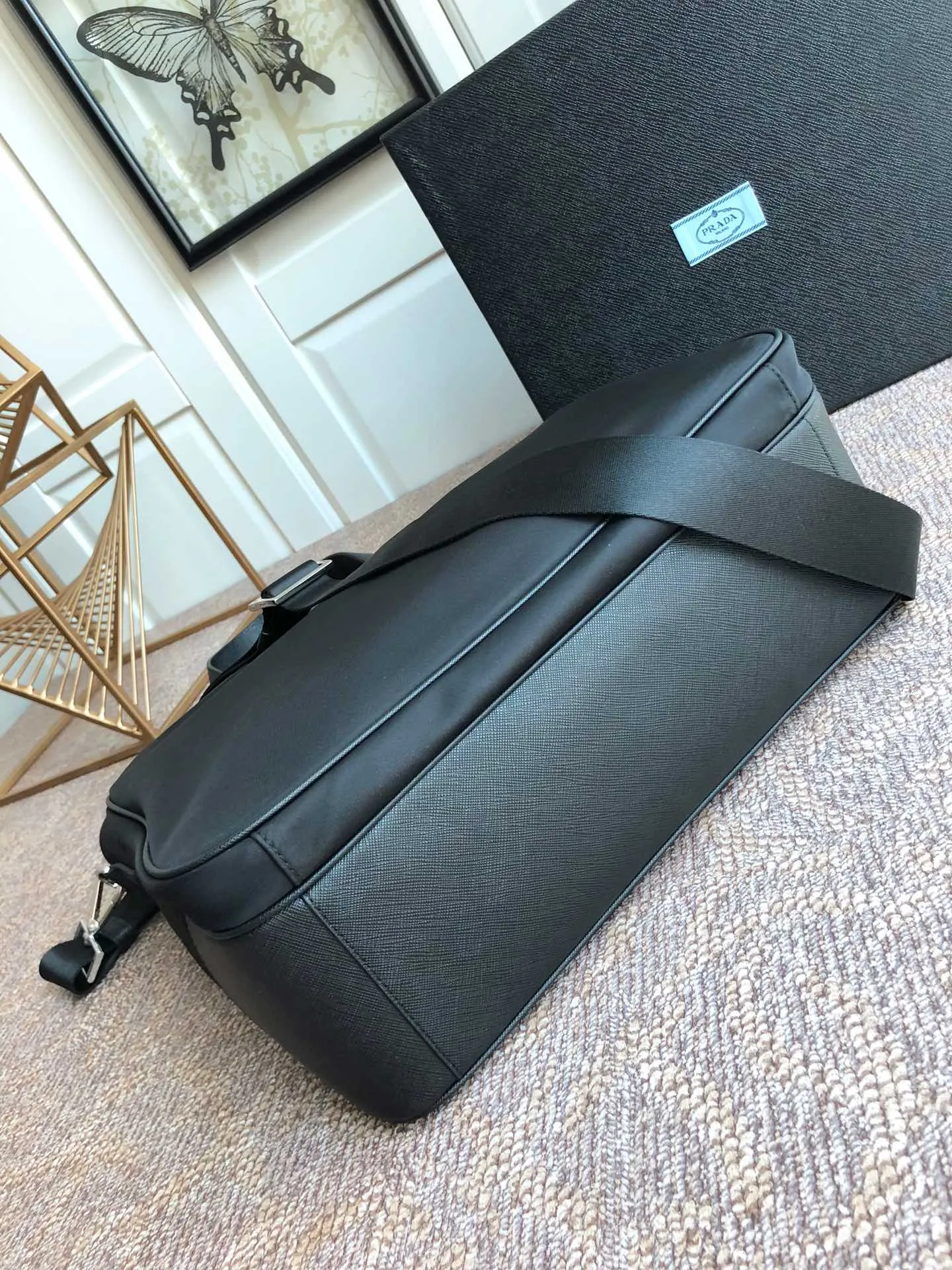 💰1260, P's new men's bag, 2VG032, original item, made of imported nylon and Saffiano leather trim and handles, polished steel accessories and black titanium zippers, detachable and adjustable shoulder straps, many compartments, a must-have for men, length 35x height 34cmx10cm