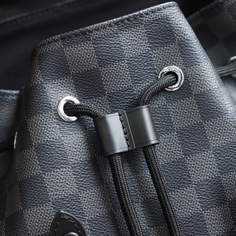 P¥960👉nfc dynamic chip version👈【Top inspection-free all-steel hardware】𝐂𝐇𝐑𝐈𝐒𝐓𝐎𝐏𝐇𝐄𝐑 Backpack N41379 Black Check 🔍Perfect details 🔍The essence of solid construction.