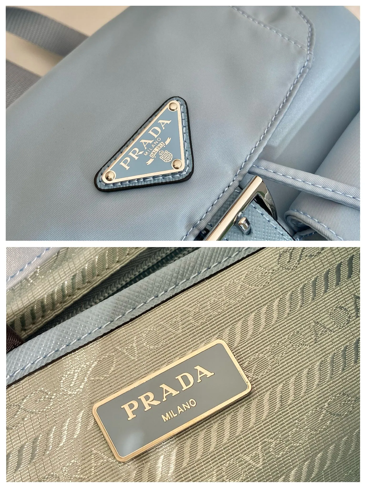 💰1000 P Jiajui classic backpack, upgraded version small size 1BZ677, small size 🙊🙊top quality, made of imported parachute fabric + cross-grain cowhide + top-grade hardware, light and practical, fashionable + never out of date, hurry up and get it, length 28x height 23.5x bottom 12cm