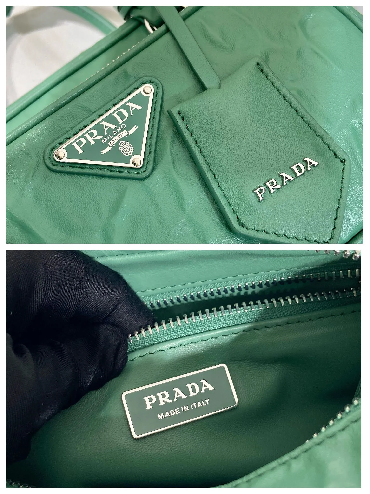 💰1800🎉New Boston🎉1BB099 catwalk style🎉🎉 This casual and classic handbag is made of soft sheepskin inside and out. The hand-made pleat effect is particularly fashionable. It is equipped with a detachable long shoulder strap and a small coin purse. The body is equipped with a front pocket design and large capacity. It was also unveiled in the 2023 spring and summer series fashion show. The upper body effect must be eye-catching. Babies, hurry up and get it🎉🎉 Length 24x height 12.5x bottom 7cm🎉