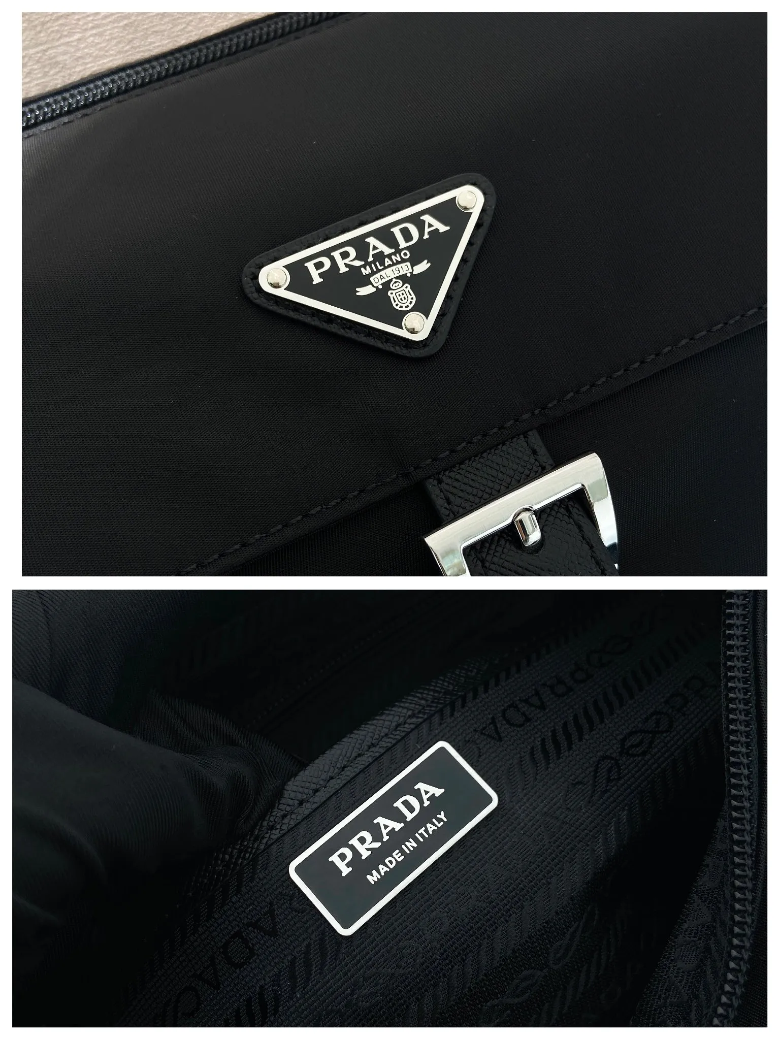 💰1120🎉Upgrade board🎉1BD994 small bag🎉🎉 This one is made of imported nylon material and Saffiano leather piping, adjustable fabric shoulder straps, stainless steel accessories, and the upgraded version is designed with square buckle hardware on both sides of the shoulder straps. Equipped with a detachable eco-label pouch, triangular enamel logo nameplate, zipper and buckle closure, two outer pockets, one of which is a flip zipper bag, two inner pockets, 165 OEM code, lightweight and practical👏🏻👏🏻Unisex style🙊🙊 Length 25 height 22 bottom 10cm🤙🤙🤙💰💰💰💰