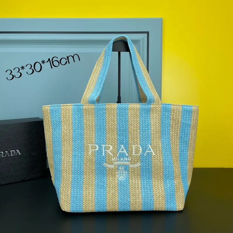 All categories Official website "Brand Women's Bags" Women's Bags 💙 PRADA 2022 Official New Prada Raffia Handbag Wholesale 58001600 High Quality Size: 33-30-16CM