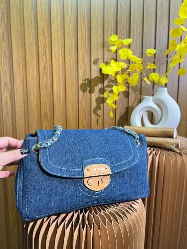 All Categories Official Website "Brand Women's Bags" Women's Bags 💙 PRADA 2023 latest version Prada denim crossbody bag