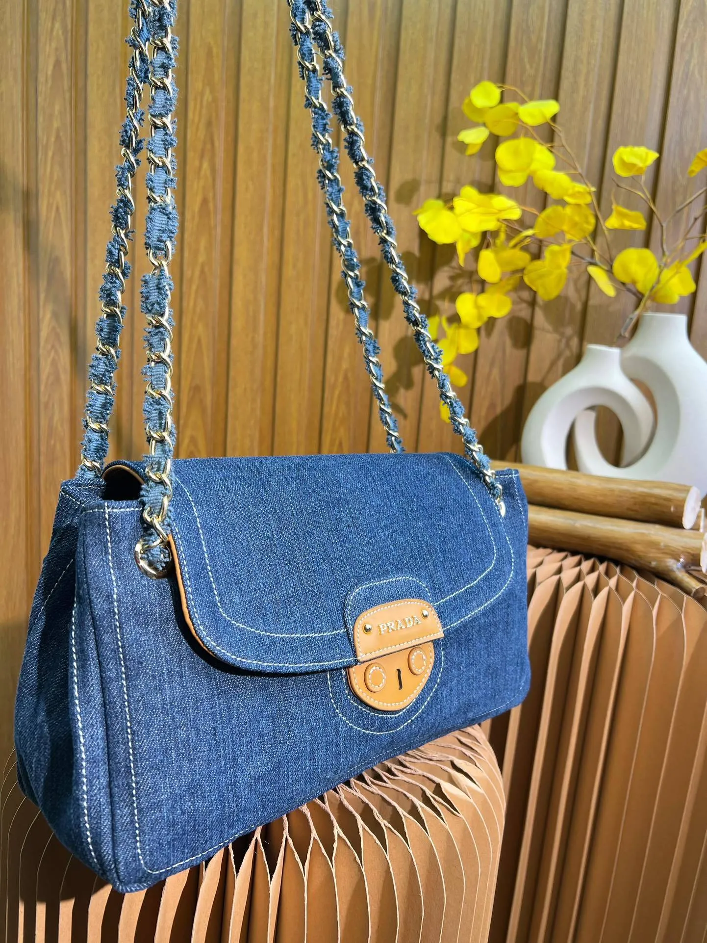 All Categories Official Website "Brand Women's Bags" Women's Bags 💙 PRADA 2023 latest version Prada denim crossbody bag