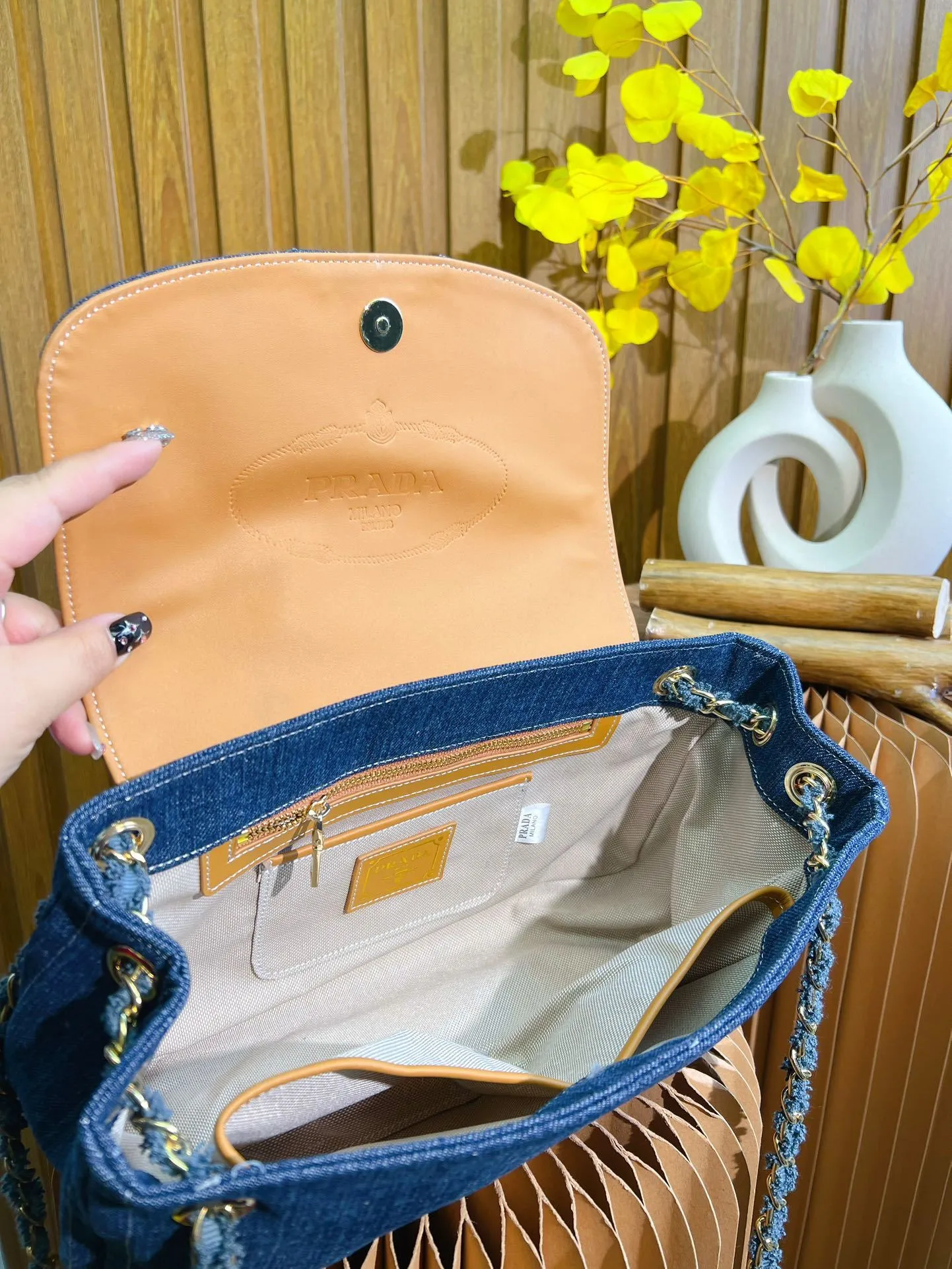 All Categories Official Website "Brand Women's Bags" Women's Bags 💙 PRADA 2023 latest version Prada denim crossbody bag