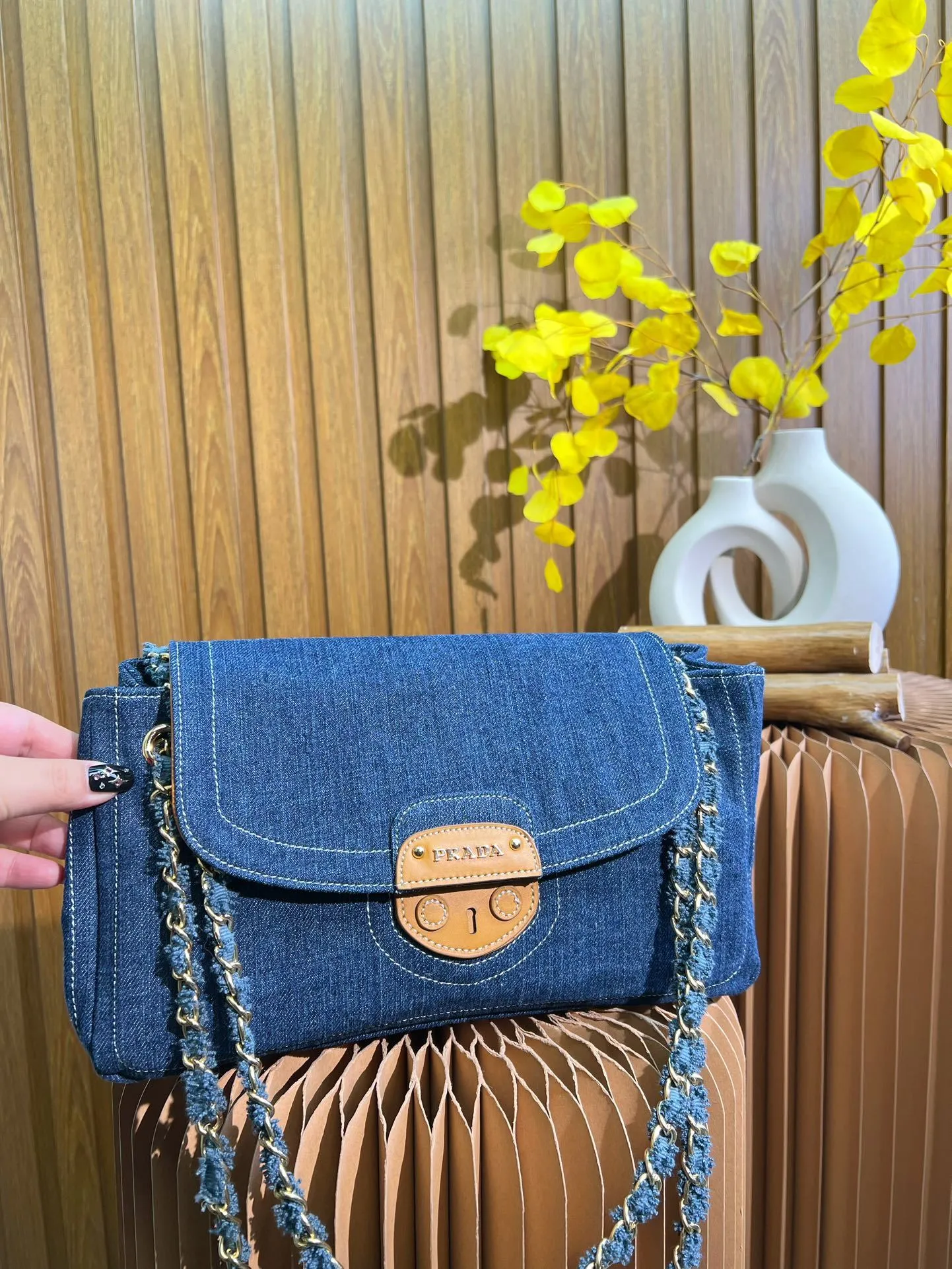 All Categories Official Website "Brand Women's Bags" Women's Bags 💙 PRADA 2023 latest version Prada denim crossbody bag