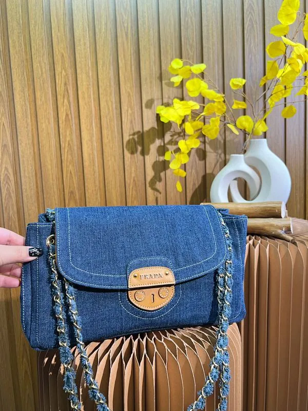 All Categories Official Website "Brand Women's Bags" Women's Bags 💙 PRADA 2023 latest version Prada denim crossbody bag