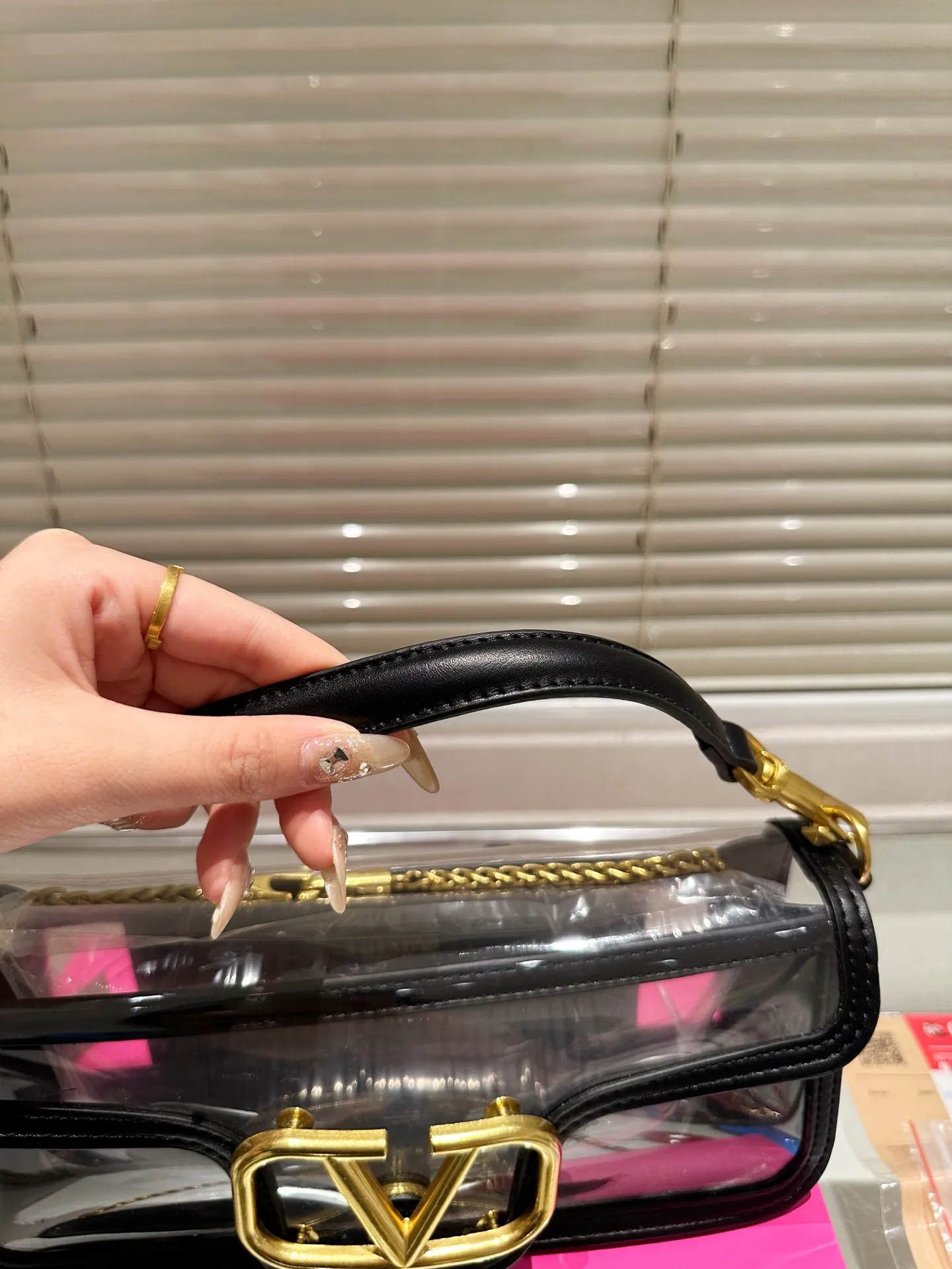 Large P350 folding box ⚠️Size 27.10 Valentino, versatile classic, exquisite one, transparent bag, really super invincible and cute, full of fairy spirit, a must-have for girls every day