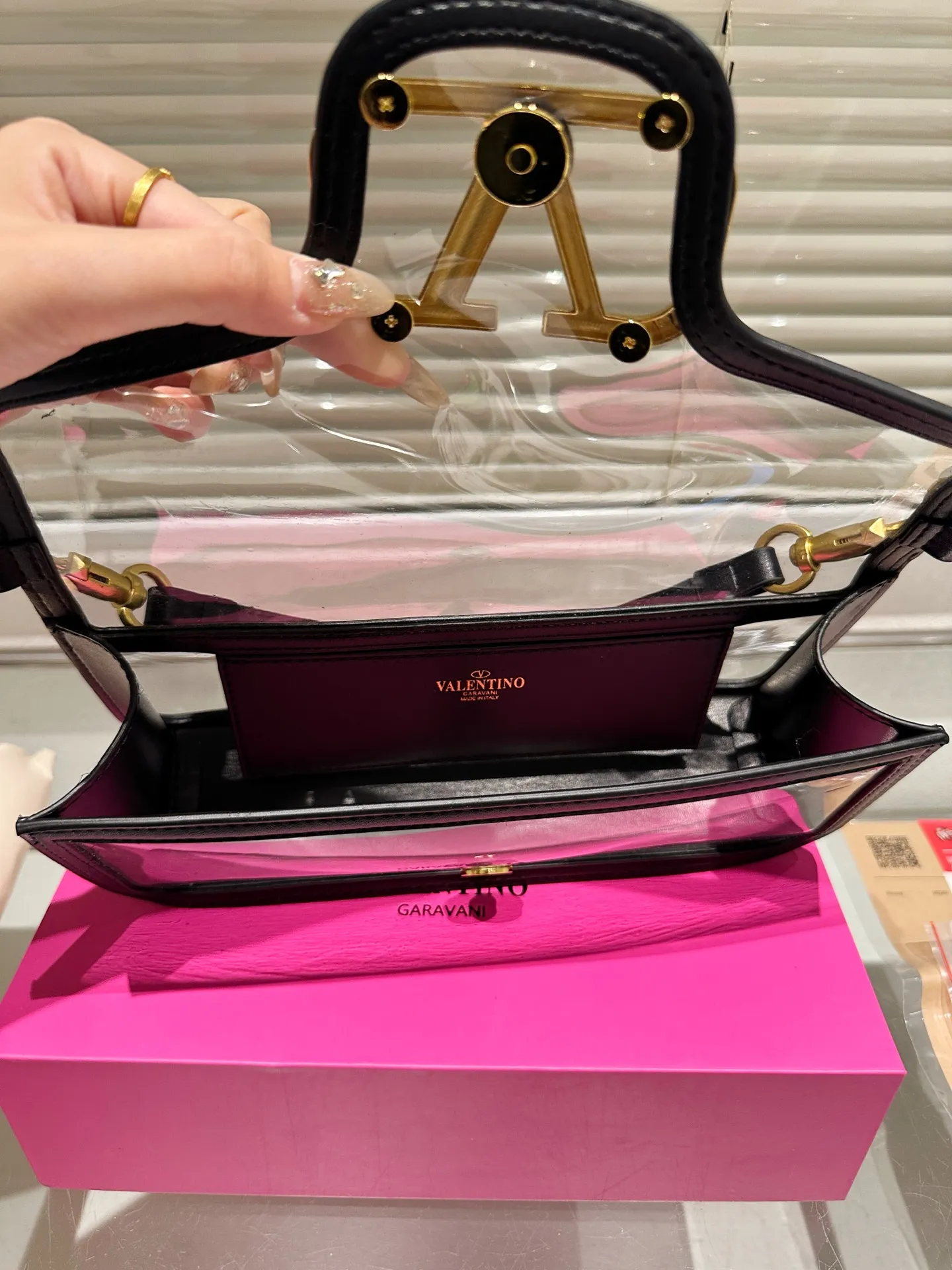 Large P350 folding box ⚠️Size 27.10 Valentino, versatile classic, exquisite one, transparent bag, really super invincible and cute, full of fairy spirit, a must-have for girls every day