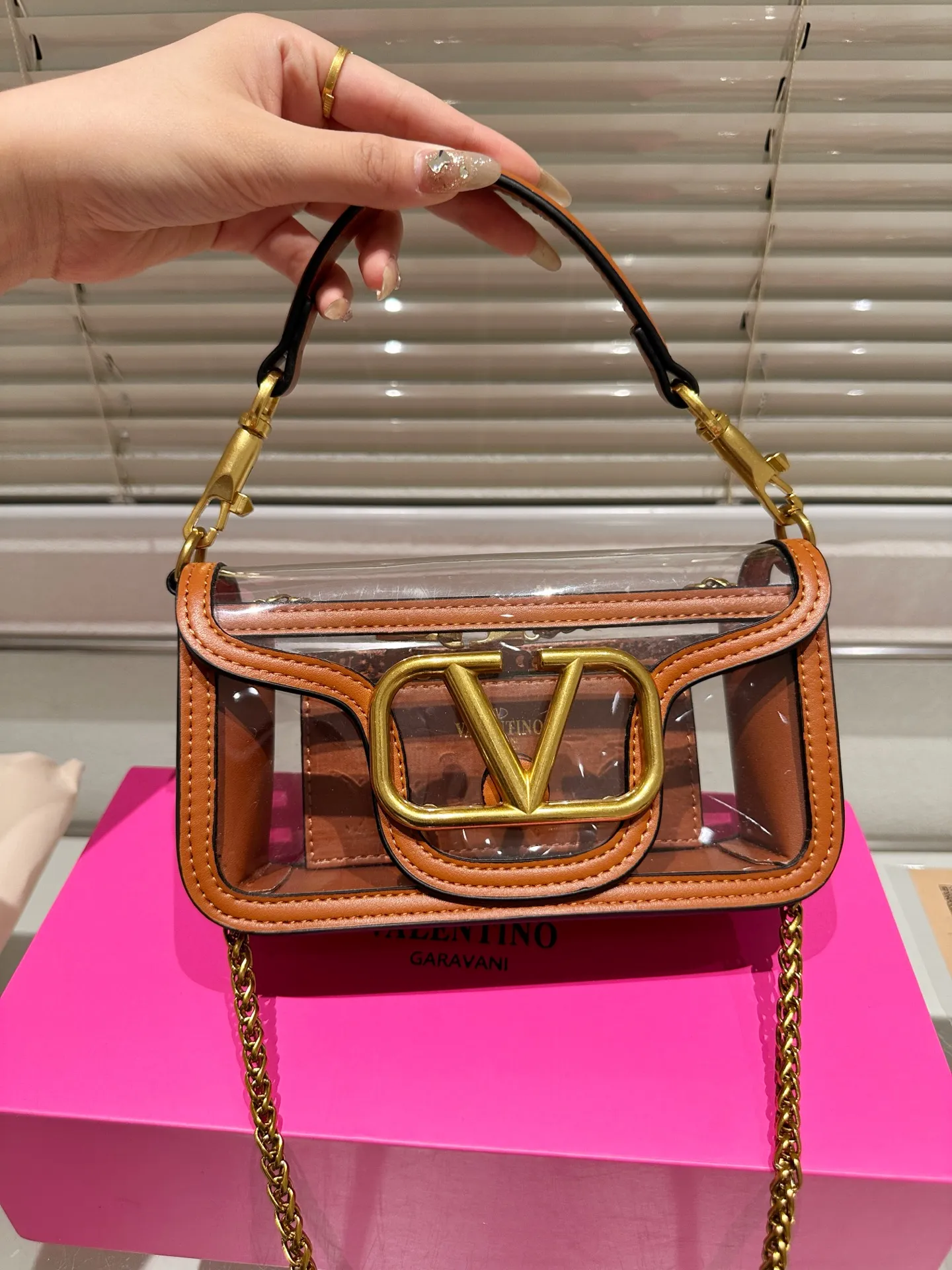 Small P340 folding box ⚠️ size 20.9 Valentino, versatile classic, exquisite one, transparent bag, really super invincible and cute, full of fairy spirit, a must-have for girls every day