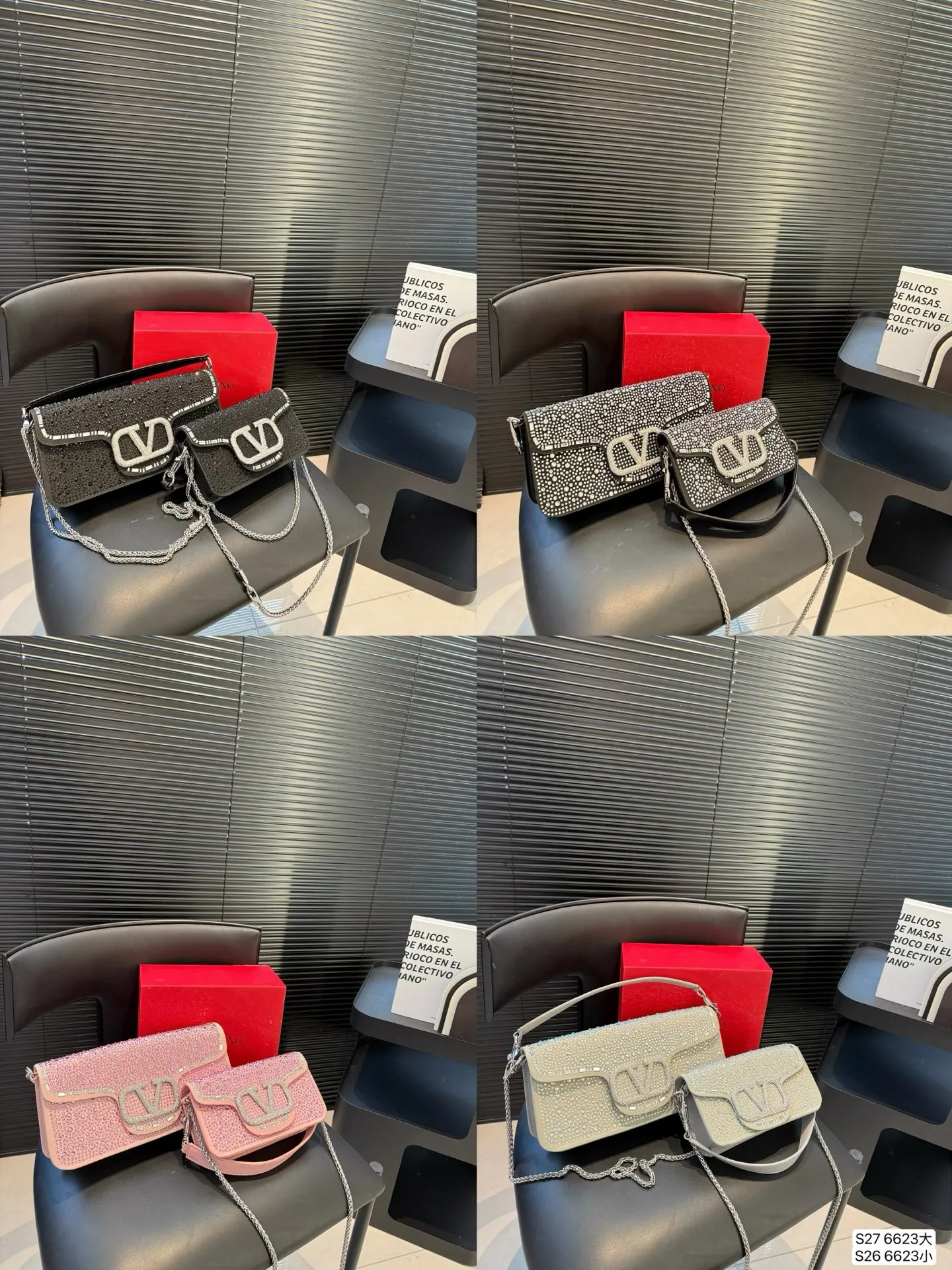 Large size P370 Small size P360 with folding box This time Valentino really went big. Favored by celebrities from all walks of life ~ The simple design is not only full of art but also exquisite. High-end sizes: Large size 28 13.5 Small size 20 11 Item No. 6623