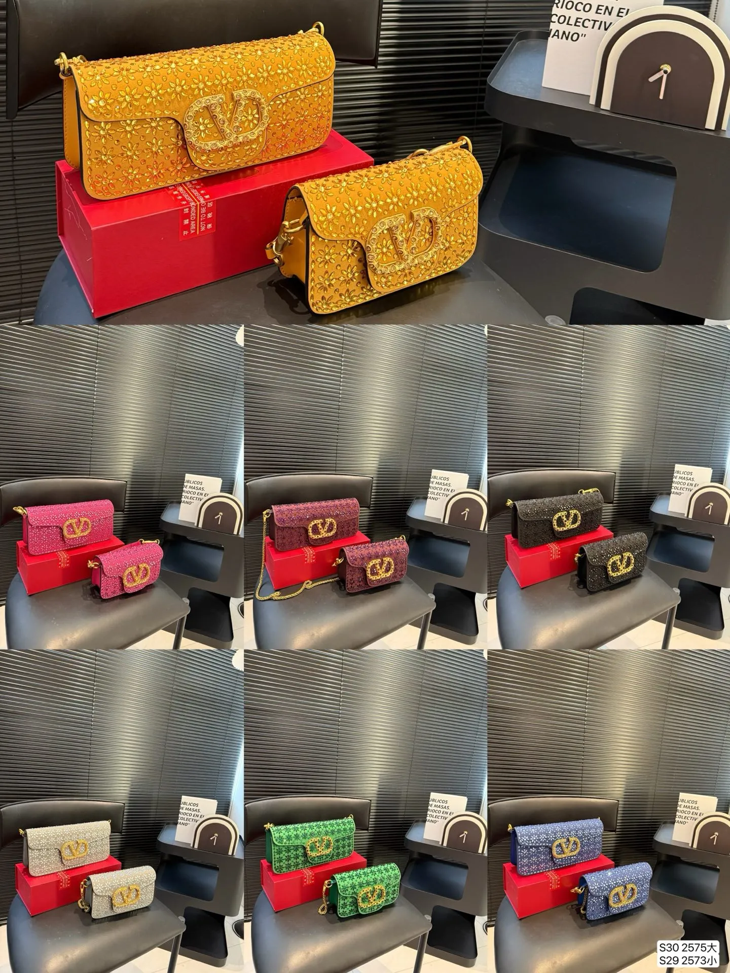 Large size P400, small size P390 with folding box. This time Valentino really went big. Favored by stars from all walks of life ~ The simple design is not only full of art but also exquisite. High-end sizes: large size 27 13.5 small size 20 11 item number large 2575 small 2573