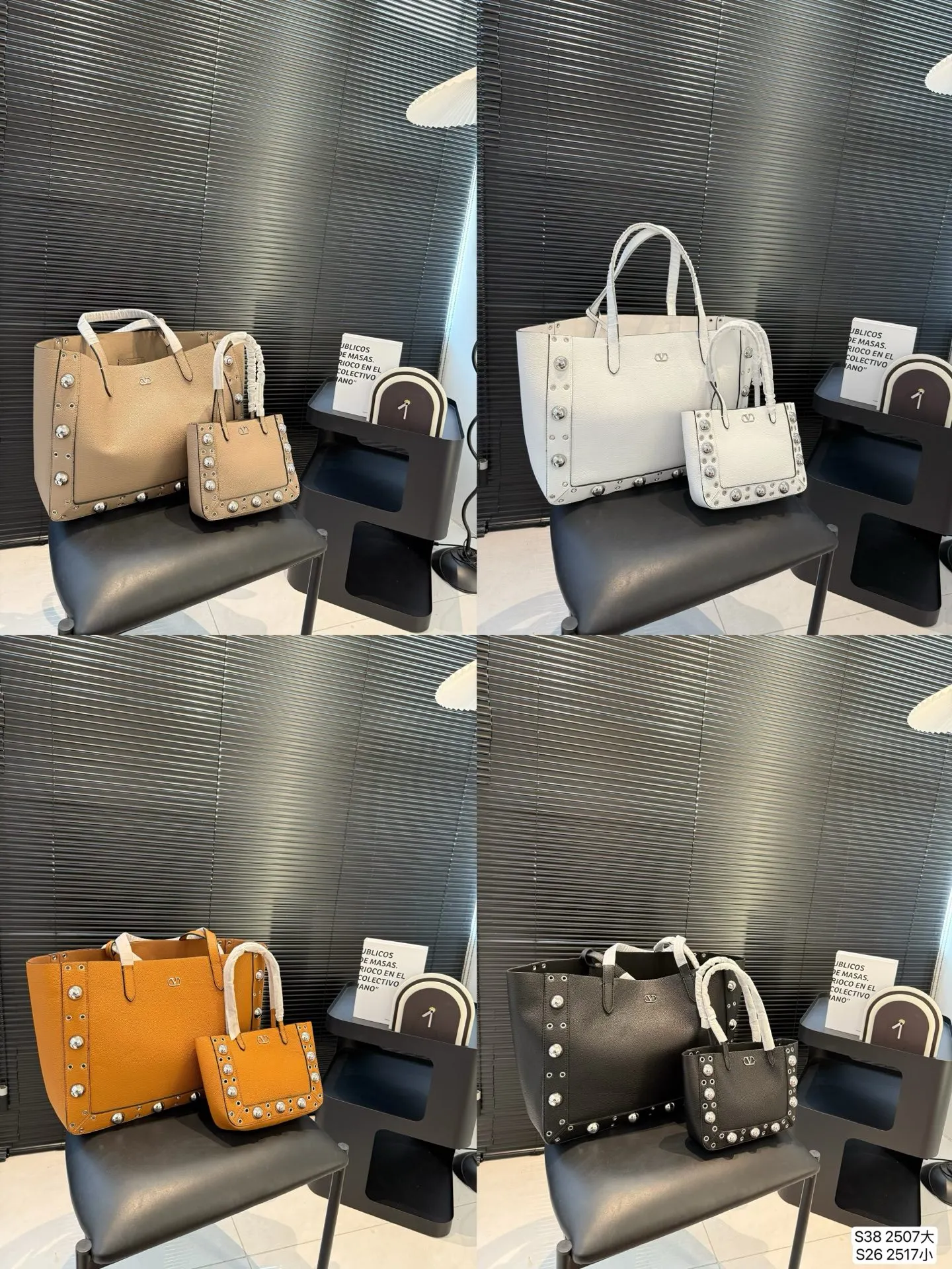 Large P480 Small P360 Valentino Tote Willow Tote New Autumn Favorite | Practical Versatile Bags Autumn is here, don’t you feel like it’s time to add new members to your wardrobe and bags? This versatile bag is definitely the best choice! Not only is it large in capacity, it can hold daily necessities, but it is also full of design details. Pair it with any style of outfit to create a fashionable look easily. Whether it is daily commuting or weekend gatherings, it can be perfectly held! Come and get the same style! Sizes large 40 30 small 21 16.5 Item number large 2507 small 2517