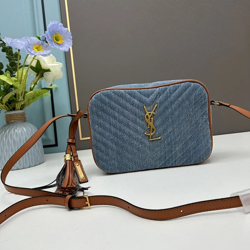 All Categories Official Website "Brand Women's Bags" Women's Bags 💙 YSL 2023 New YSL Washed Denim Crossbody Bag