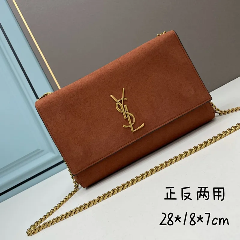 All Categories Official Website "Brand Women's Bags" Women's Bags 💙 YSL Saint Laurent Crossbody Bag 𝐊𝐚𝐭𝐞_Reversible Suede & Crocodile Pattern The bag body can be flipped into suede for use: Model 8121#: Size 28-18-7CM