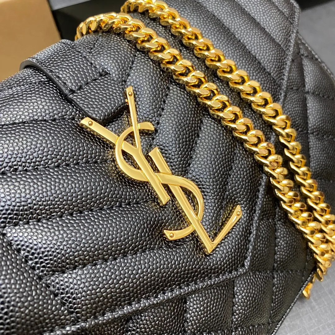 💰1300 black ball pattern/gold buckle 🌈YSL latest ENVELOPE Woc envelope bag ✉️Original caviar ball pattern, engraved inner zipper compartment, can be used as a clutch bag or as a shoulder bag. There are multiple card slots inside. Compact and practical 👍20220650 Model: 620280 [original leather] Size: 22.5x14x4cm