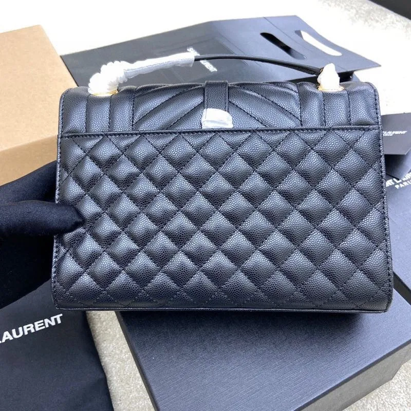 Black ball pattern/gold 🌈𝑬𝒏𝒗𝒆𝒍𝒐𝒑𝒆 medium grain embossed quilted genuine leather envelope bag, classic is eternal, the sky-high V pattern and rhombus caviar pattern, Italian original cowhide with eye-catching Y family logo, stylish and fashionable all in one! One chain and three backs, single chain cross-body, double chain single back, single chain single back are all perfect🤗Little fairies of different heights, there is always a way to carry it that suits you❤️20230750 Model: 392739 [original leather] Size: 24x17.5x6cm