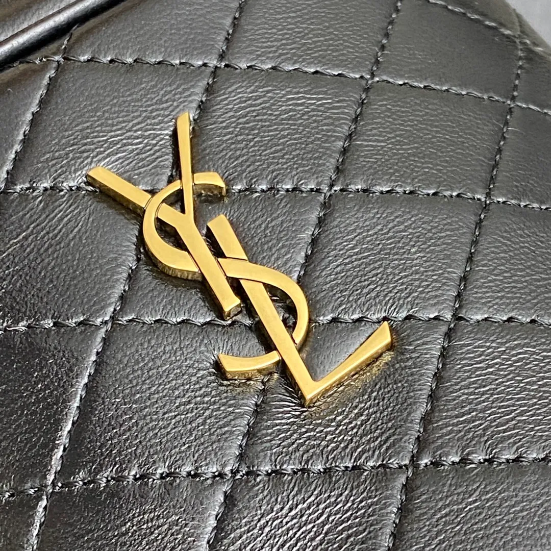Black sheepskin/gold 🌈YSL Gaby series new bucket bag👑all sheepskin material👍super delicate and cute😘and very light top flip design, higher privacy and security, top handle and detachable chain shoulder strap, you can carry it in more ways, suitable for different occasions, it’s so beautiful👍20240780 Model: 763971 [original leather] Size: 19x17x15cm