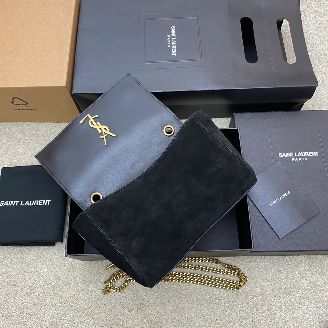 黑绒双面/金(小号) 🌈新尺寸小号22CM到货！ 𝐊𝐚𝐭𝐞_Reversible suede & plain leather, buying one bag is equivalent to owning two bags, a great deal_Eternal classic kate, no need to worry about it becoming outdated, a style that can be used all year round, use plain leather in spring and summer, and use suede in autumn and winter! The chain can be removed! 20230780 Model: 712250 [original leather] Size: 22x14.5x6cm