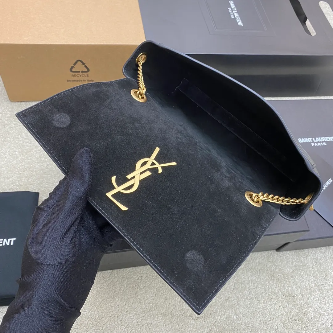 黑绒双面/金(小号) 🌈新尺寸小号22CM到货！ 𝐊𝐚𝐭𝐞_Reversible suede & plain leather, buying one bag is equivalent to owning two bags, a great deal_Eternal classic kate, no need to worry about it becoming outdated, a style that can be used all year round, use plain leather in spring and summer, and use suede in autumn and winter! The chain can be removed! 20230780 Model: 712250 [original leather] Size: 22x14.5x6cm