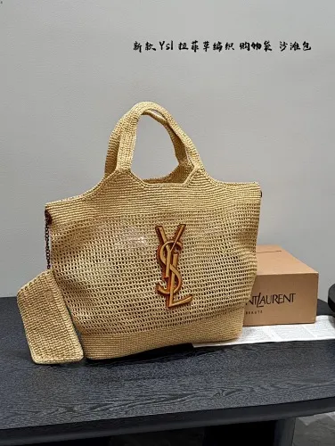 All Categories Official Website "Brand Women's Bags" Women's Bags 💙 YSL 2025 New YSL Straw Tote Bag