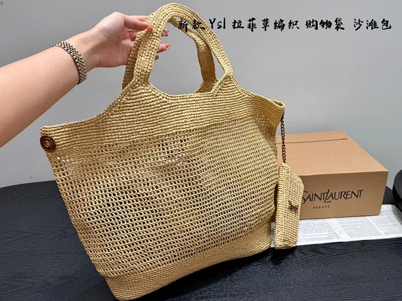 All Categories Official Website "Brand Women's Bags" Women's Bags 💙 YSL 2025 New YSL Straw Tote Bag