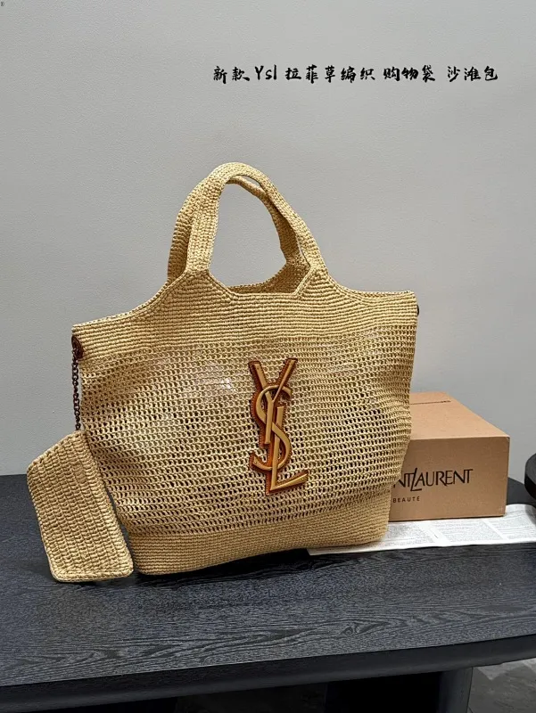 All Categories Official Website "Brand Women's Bags" Women's Bags 💙 YSL 2025 New YSL Straw Tote Bag