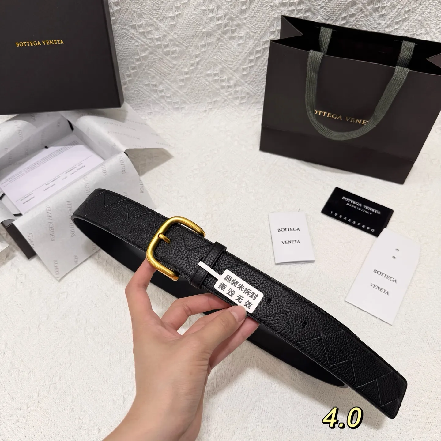 💰560💰Full package💰 💍Purchasing-grade BOTTEGA VENETA 4.0cm counter new men's woven belt, pure hand-woven imported calfskin, low-key luxury and connotation, suitable for business or leisure