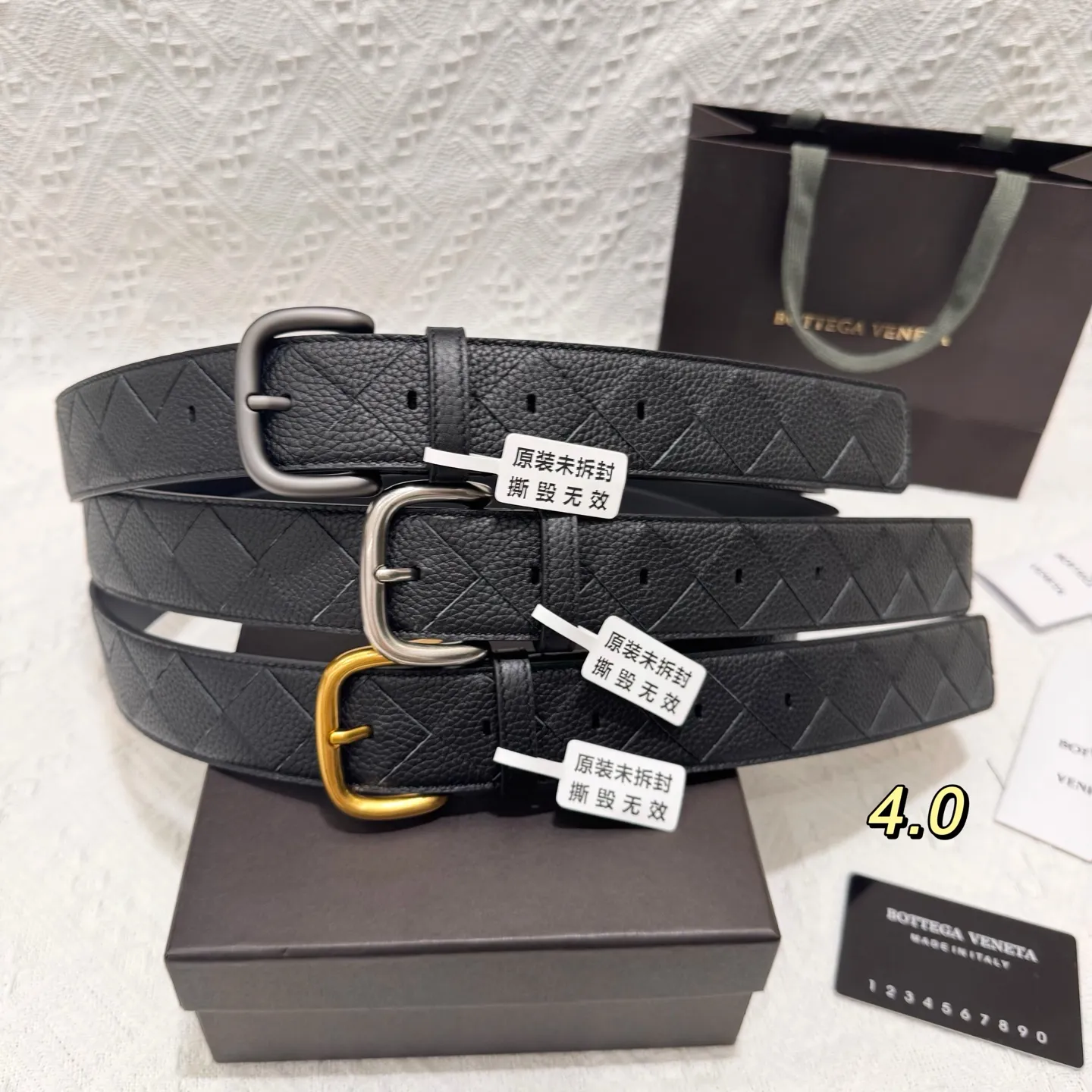 💰560💰Full package💰 💍Purchasing-grade BOTTEGA VENETA 4.0cm counter new men's woven belt, pure hand-woven imported calfskin, low-key luxury and connotation, suitable for business or leisure