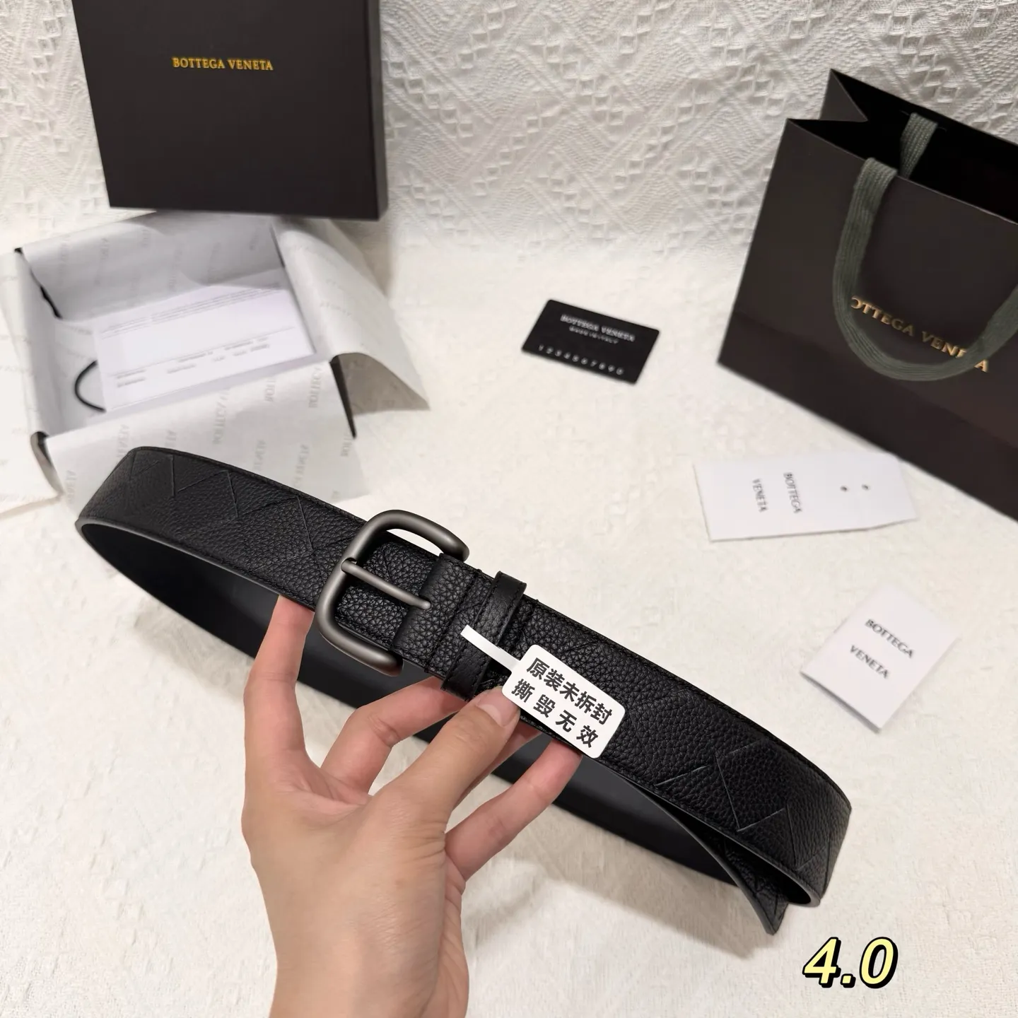 💰560💰Full package💰 💍Purchasing-grade BOTTEGA VENETA 4.0cm counter new men's woven belt, pure hand-woven imported calfskin, low-key luxury and connotation, suitable for business or leisure